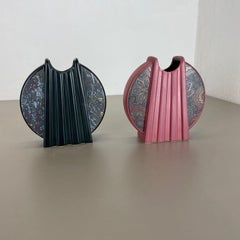 Set von 2 Fat Lava Op-Art-Keramik-Vasen im Memphis-Stil, Deutschland, 1980er Jahre