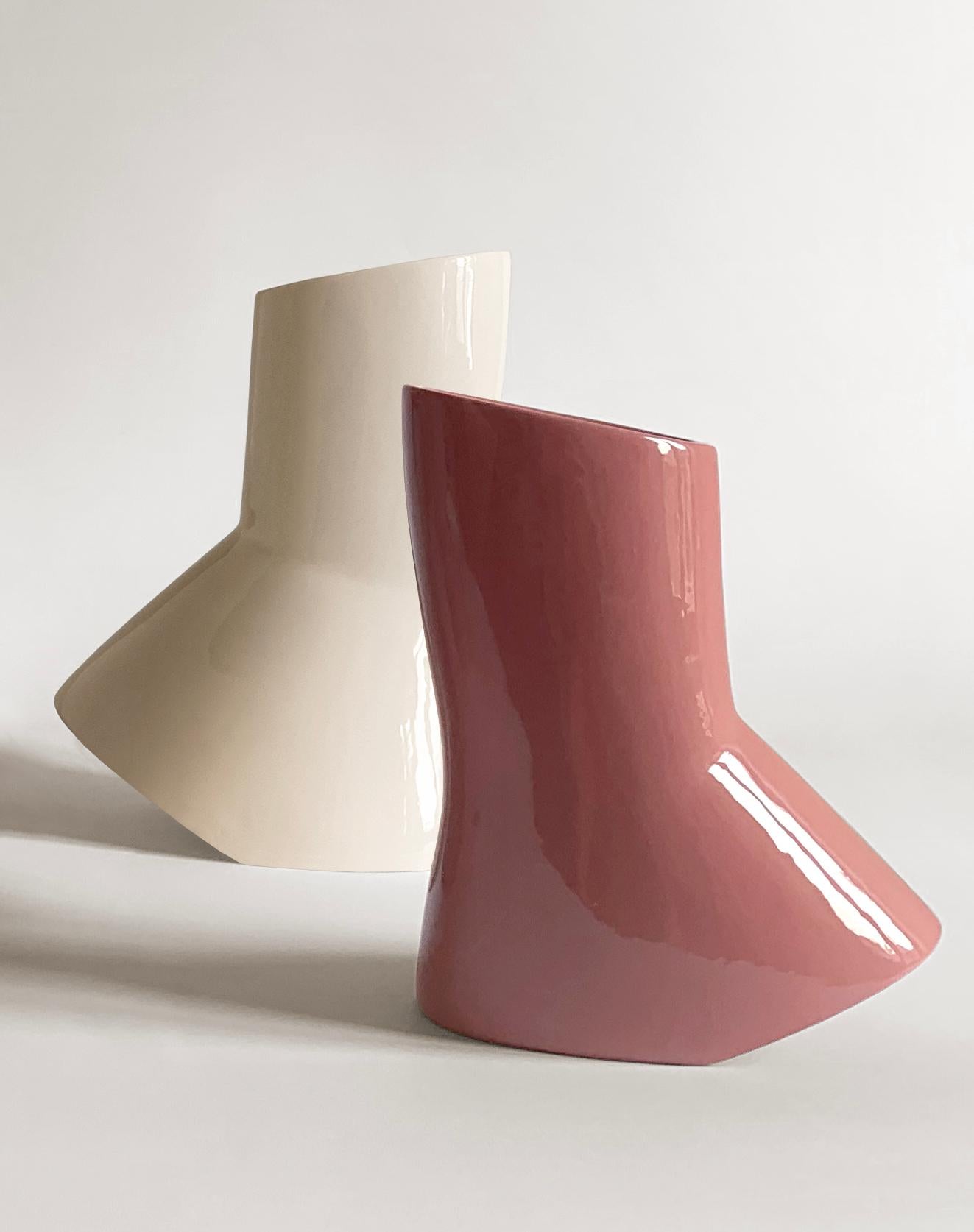 Modern Set of 2 Menadi Ceramic Vases by Studio Zero For Sale
