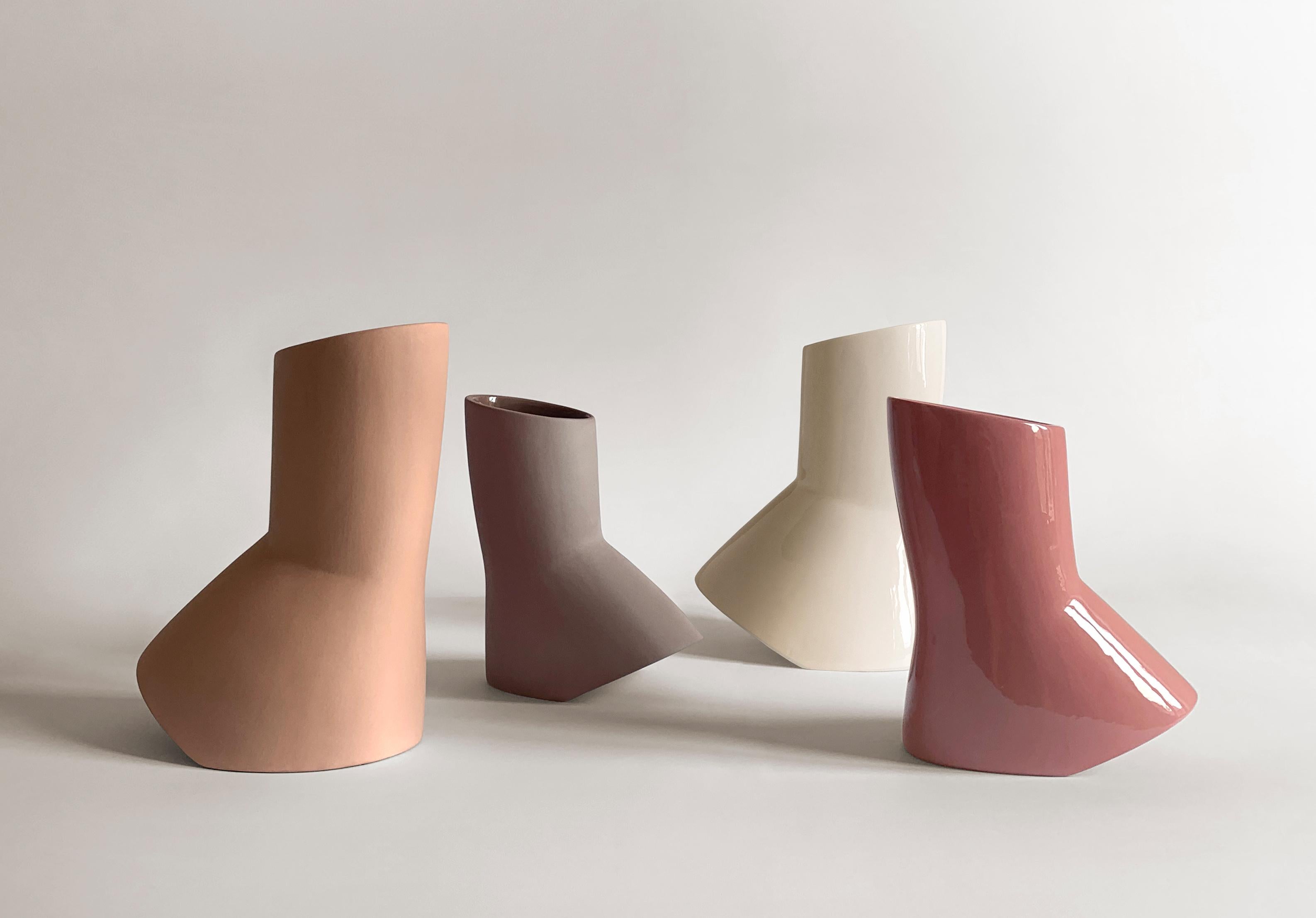 Modern Set of 2 Menadi Ceramic Vases by Studio Zero For Sale
