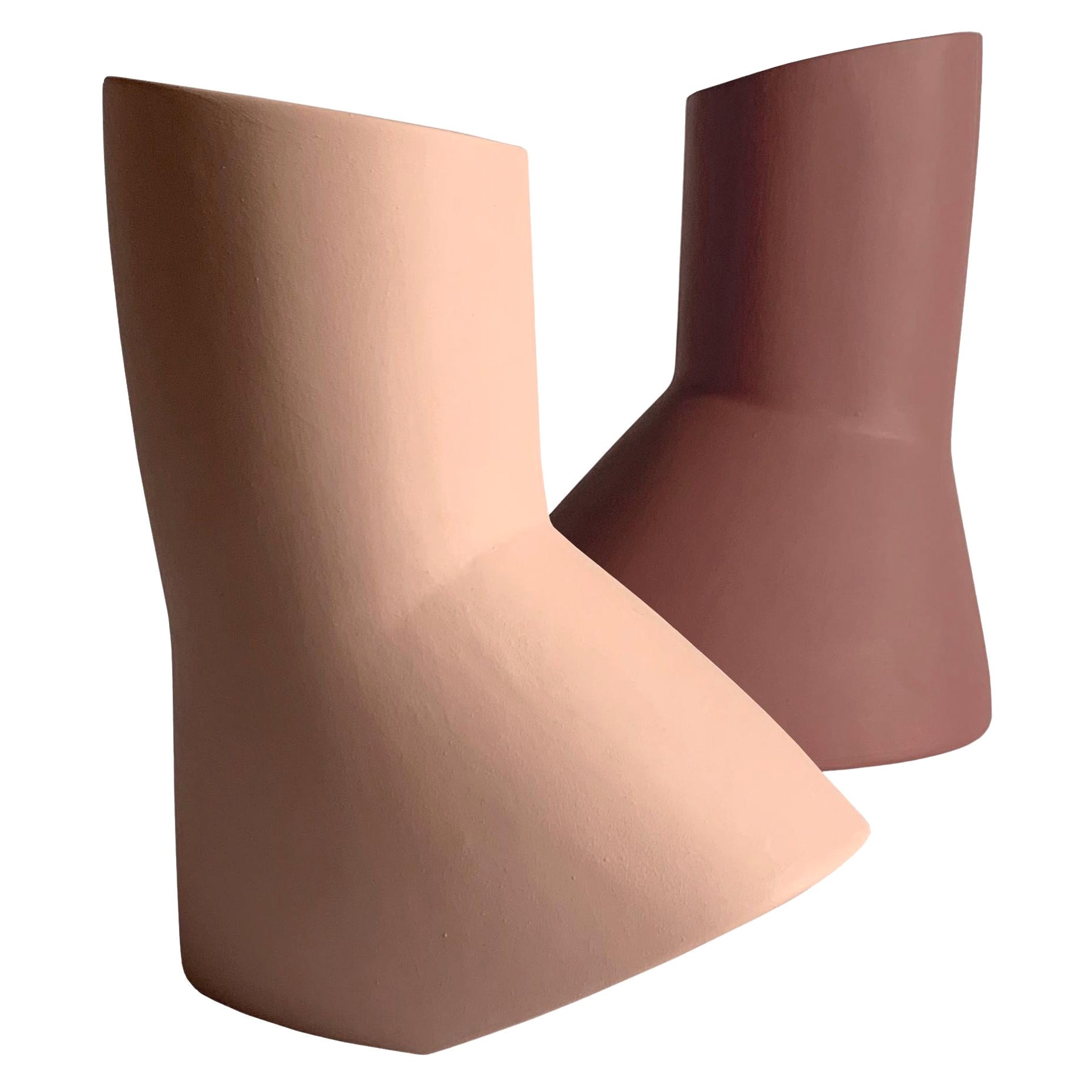Set of 2 Menadi Ceramic Vases by Studio Zero For Sale