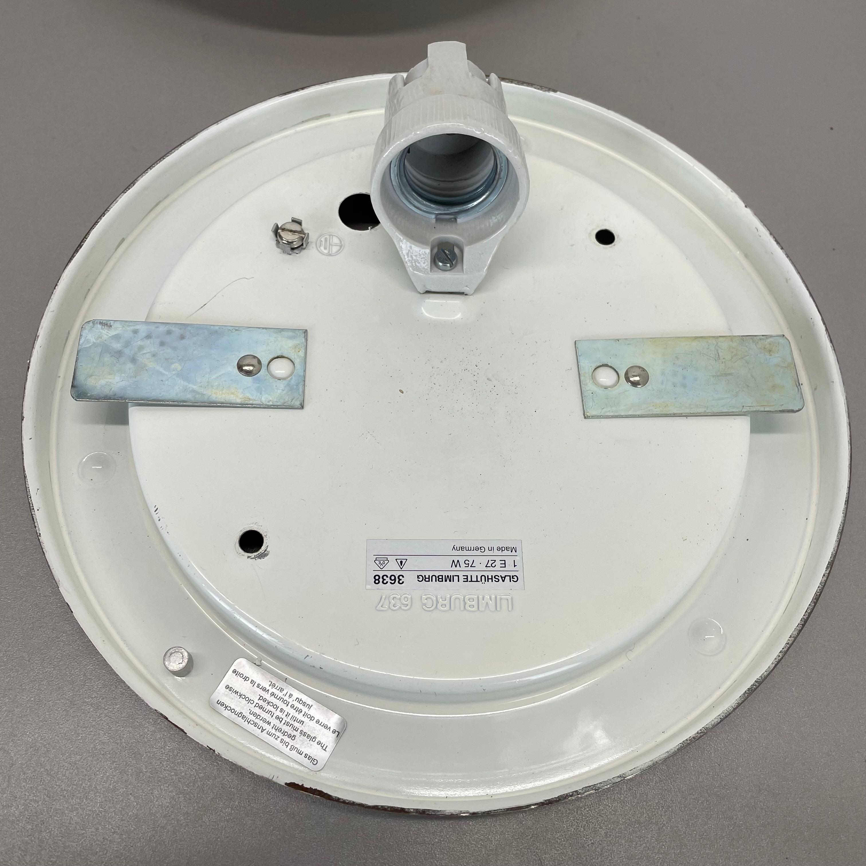 Ensemble de 2 Lights en métal et verre pour plafond mural par Glashütte Limburg, Allemagne, 1980 en vente 3