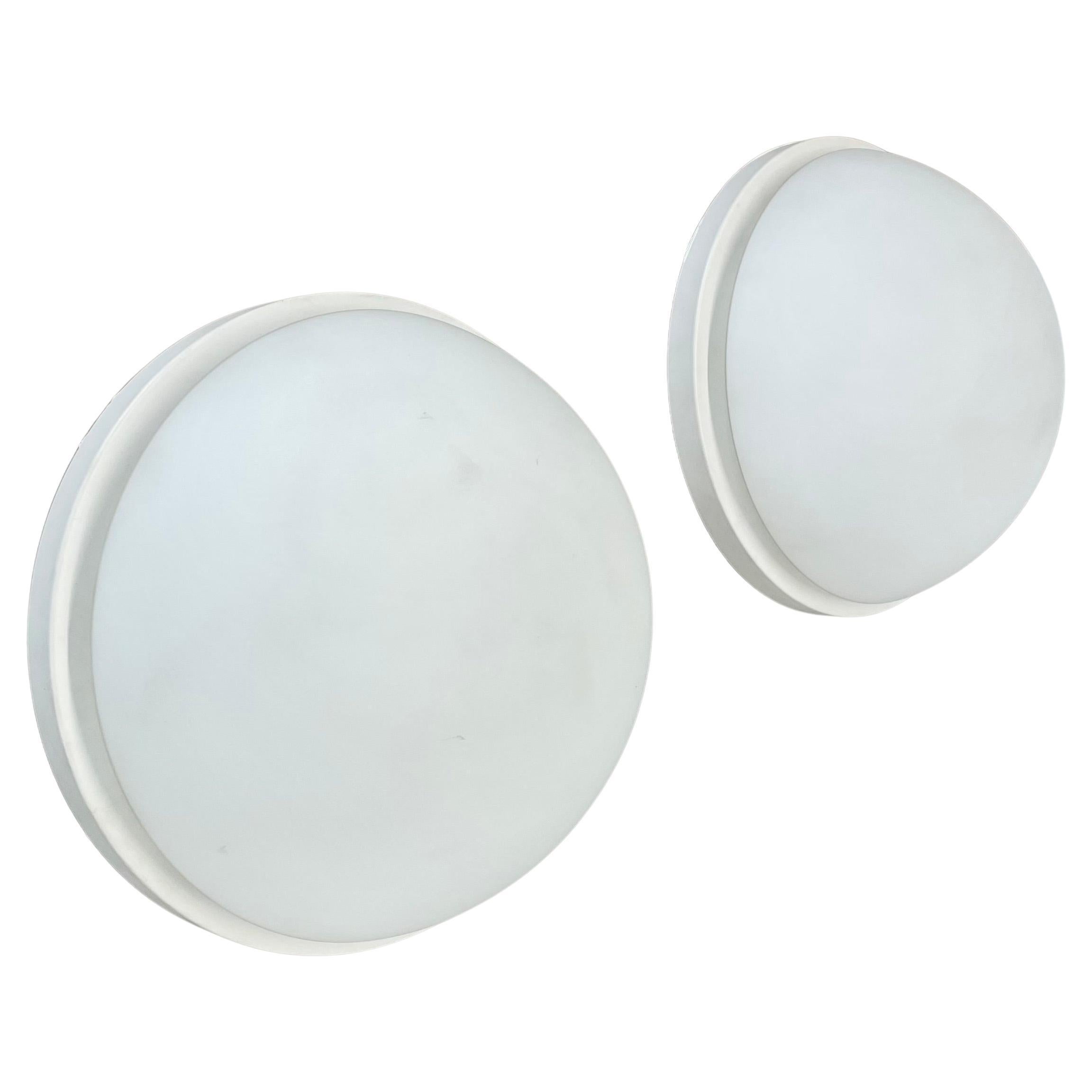 Set of 2 metal and glass Wall ceiling Lights by Glashütte Limburg, Germany, 1980