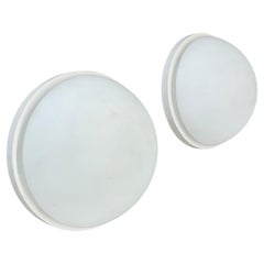 Set of 2 metal and glass Wall ceiling Lights by Glashütte Limburg, Germany, 1980