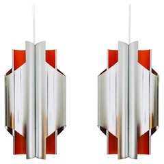 Set of 2 Metal Pendant Lamps by Bent Karlby for Lyfa