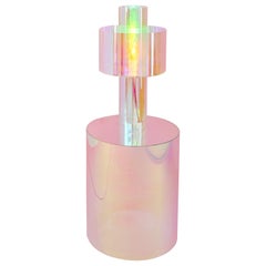 Set of 2 Miami Pink Floating Table Lamp and Tube Side Table by Brajak Vitberg