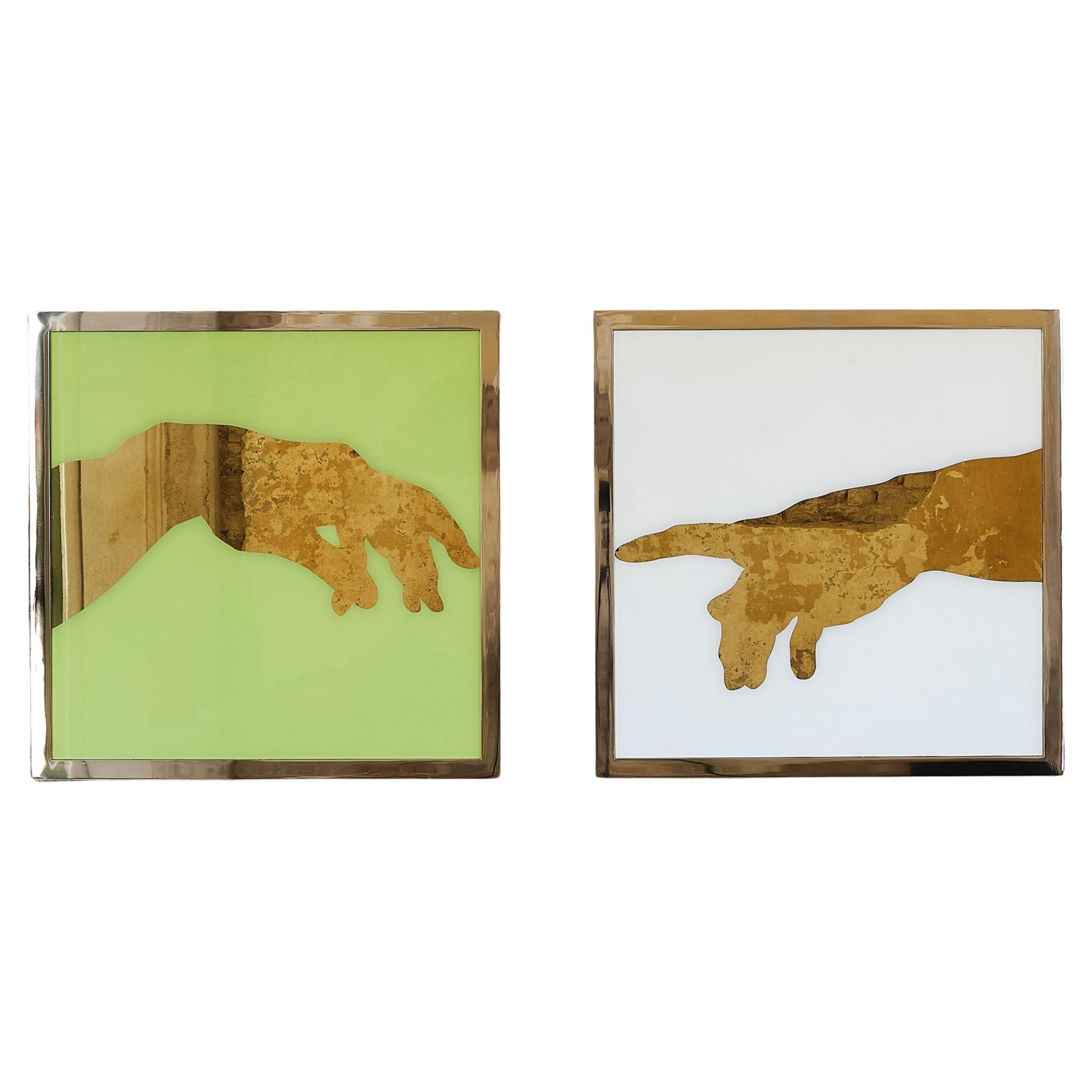 Set of 2 Michelangelo, The Creation, Icon Wall Decoration by Davide Medri For Sale