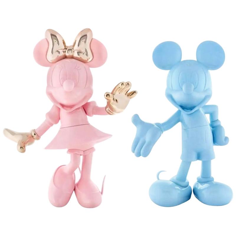 In Stock in Los Angeles, Set of 2 Mickey Pastel Blue & Minnie Pink Figurines