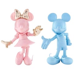 In Stock in Los Angeles, Set of 2 Mickey Pastel Blue & Minnie Pink Figurines