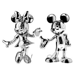 In Stock in Los Angeles, Set of 2 Mickey & Minnie Chrome Metallic Pop Figurines