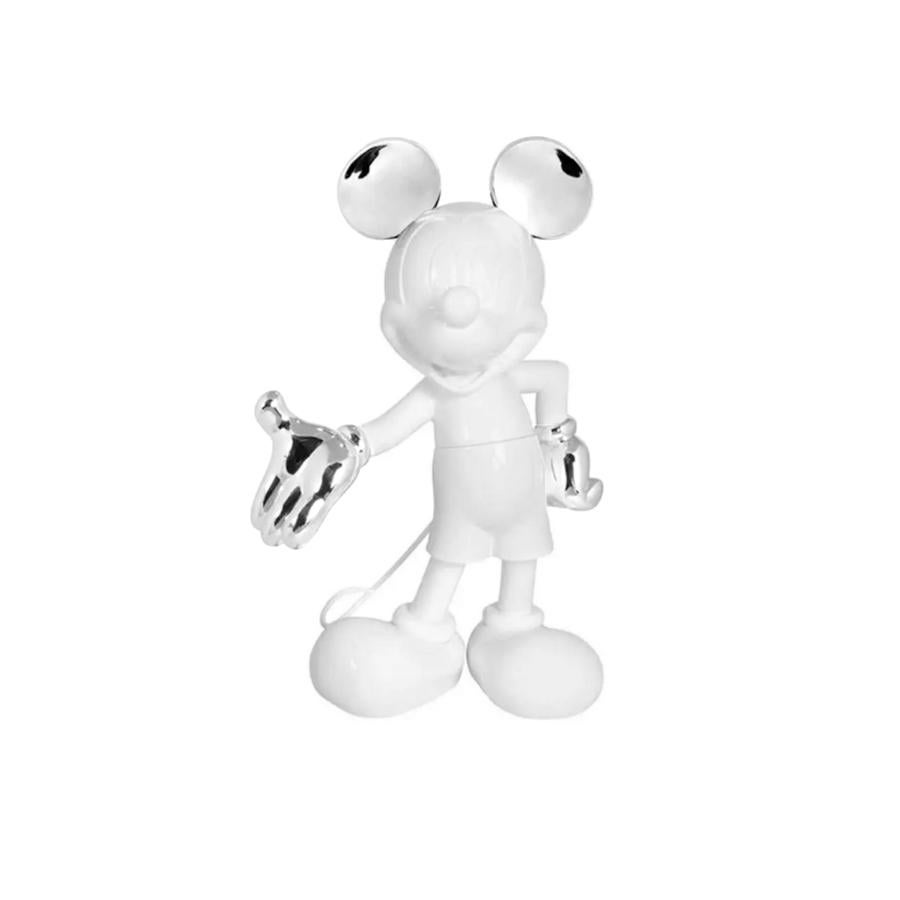 Modern Set of 2 Mickey & Minnie Glossy White / Chrome Figurine