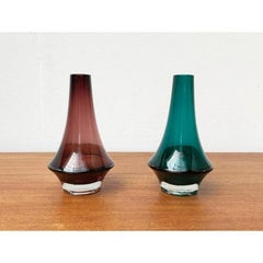 Juego de 2 jarrones de cristal finlandés de mediados del centro 1379 de Tamara Aladin para Riihimäki