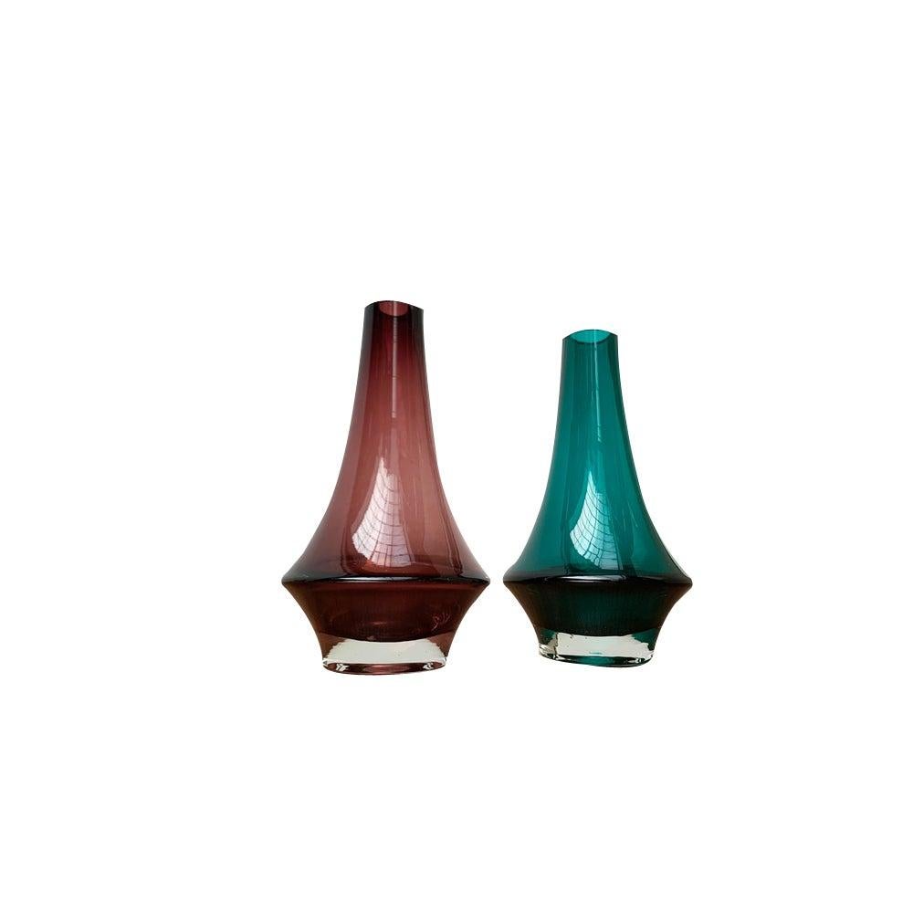 Set of 2 Mid-Centery Finnish 1379 Glass Vases by Tamara Aladin for Riihimäki