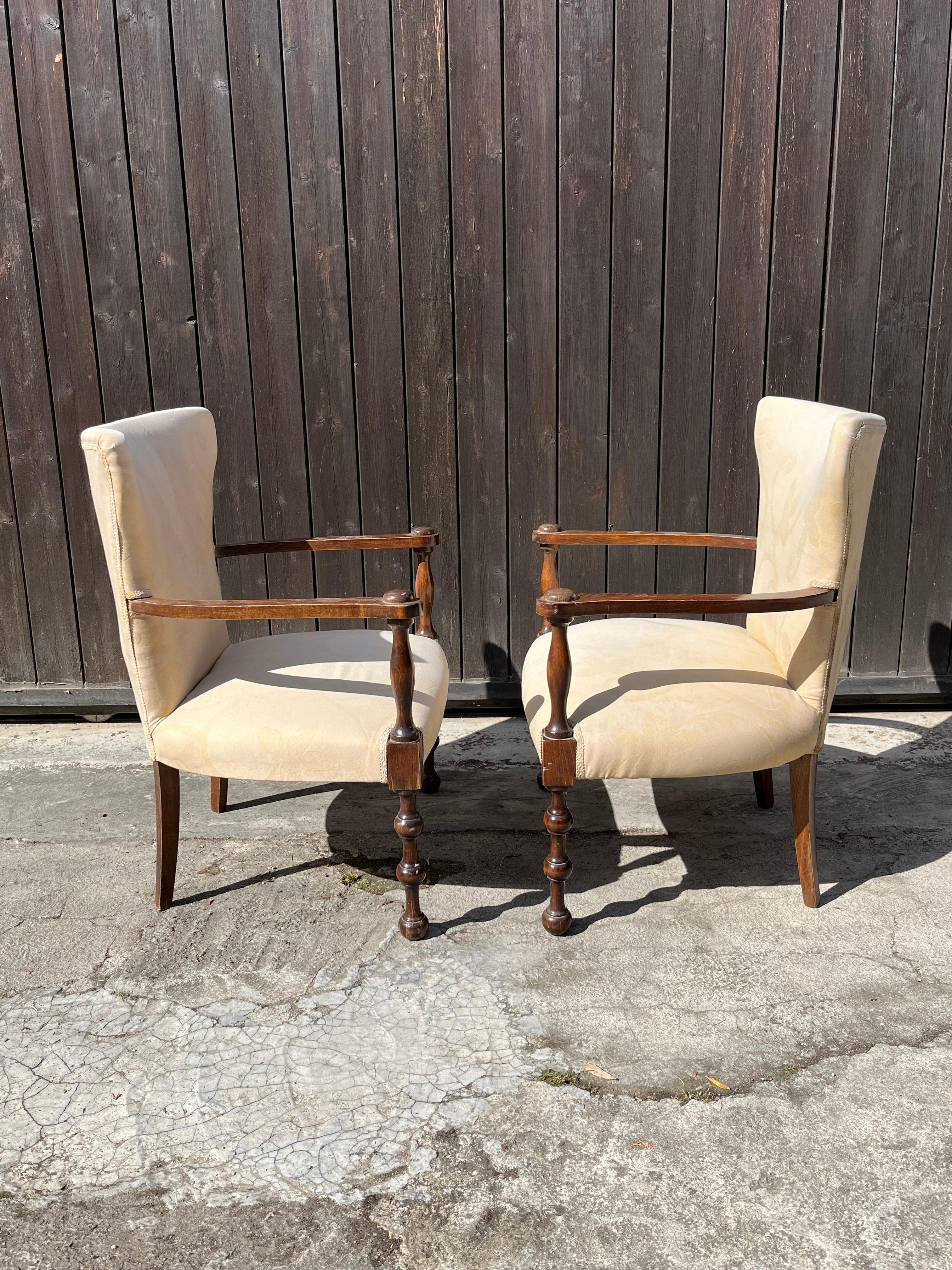 Set of 2 Mid-Century 1950s Italian Armchairs 1950s In Good Condition For Sale In Palermo, IT