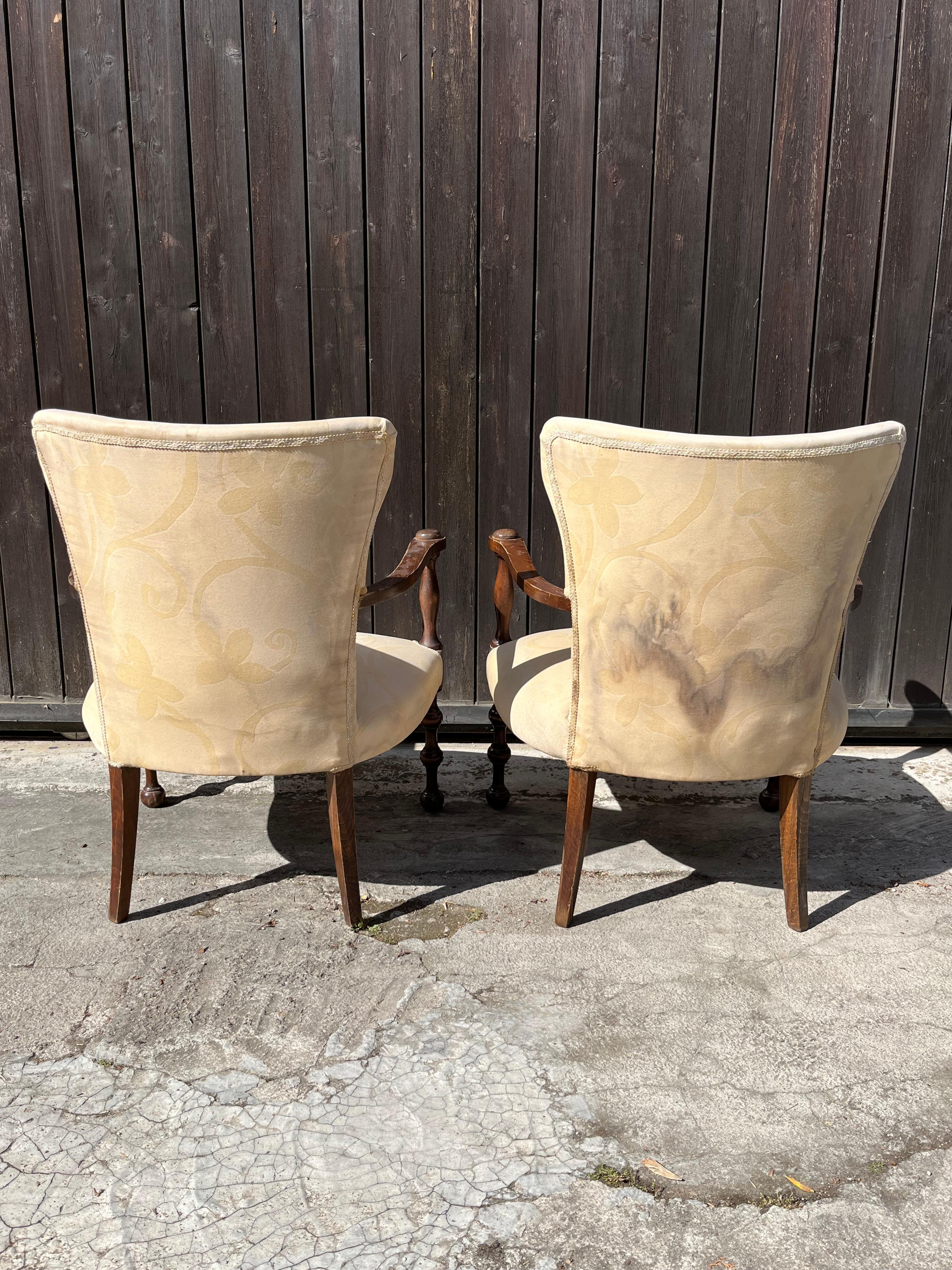 Mid-20th Century Set of 2 Mid-Century 1950s Italian Armchairs 1950s For Sale