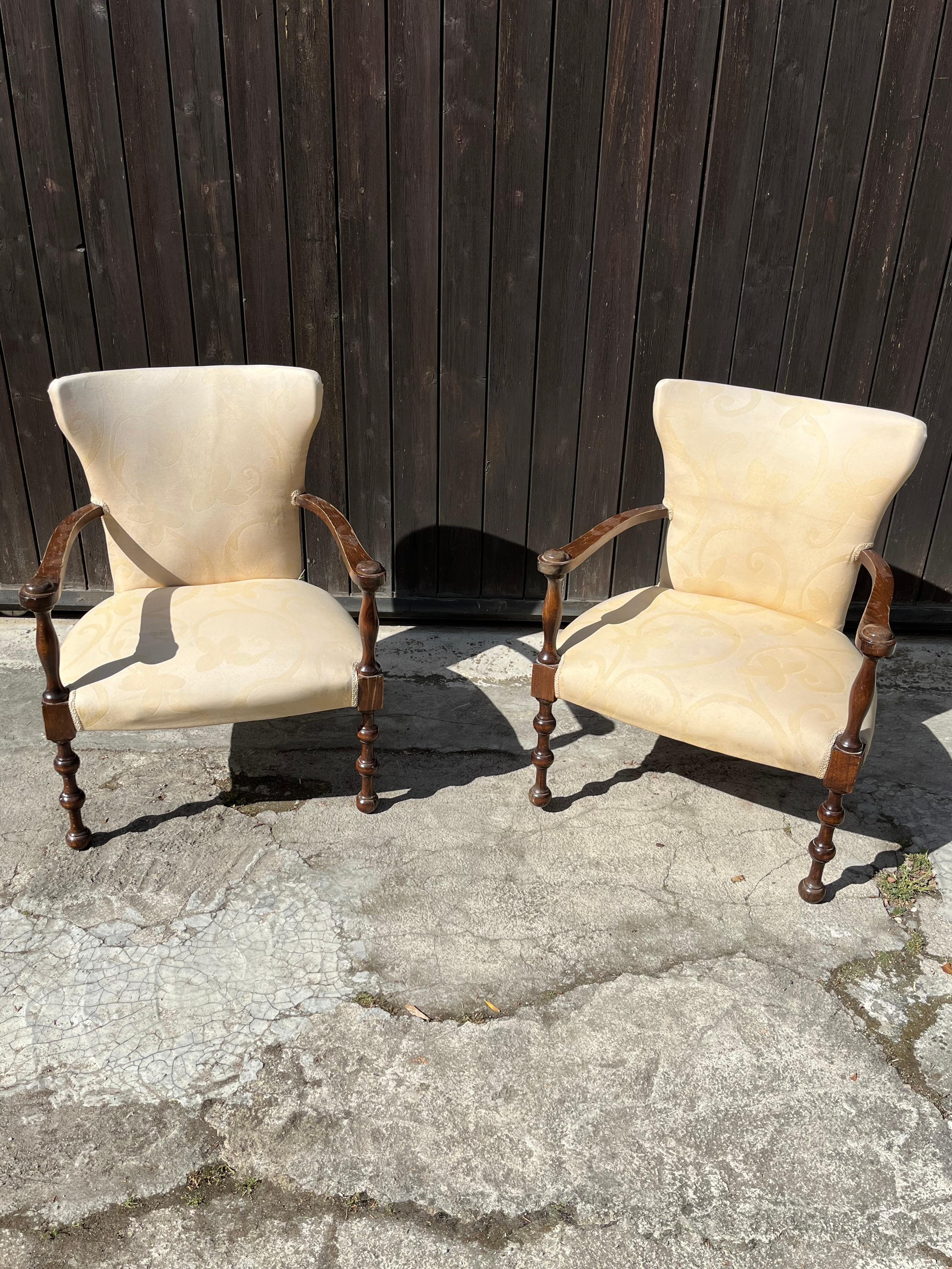 Set of 2 Mid-Century 1950s Italian Armchairs 1950s For Sale 1