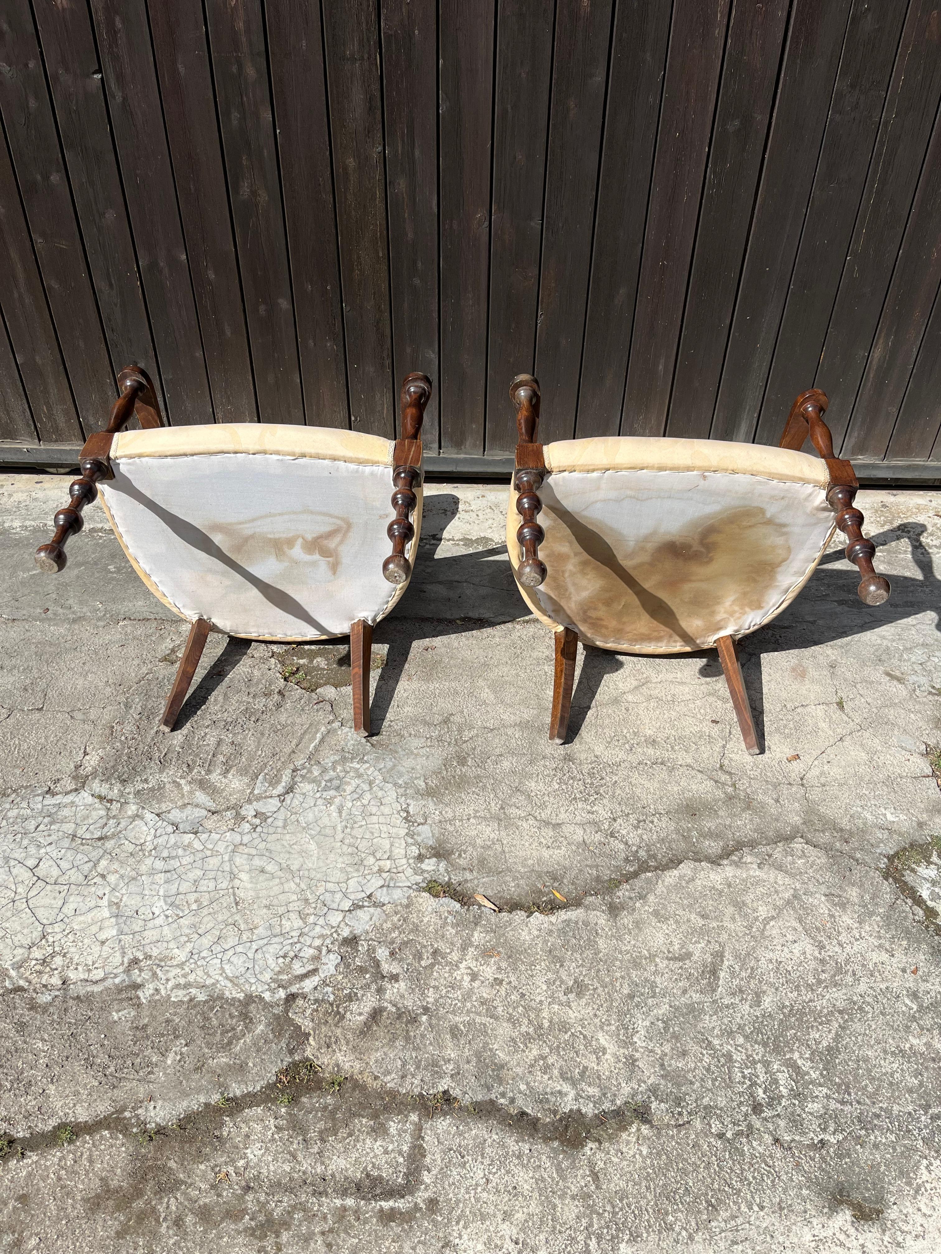 Set of 2 Mid-Century 1950s Italian Armchairs 1950s For Sale 4