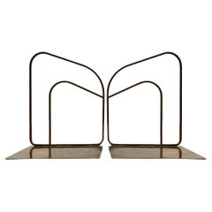 Set of 2 Mid-Century Art Deco Brass Bookends