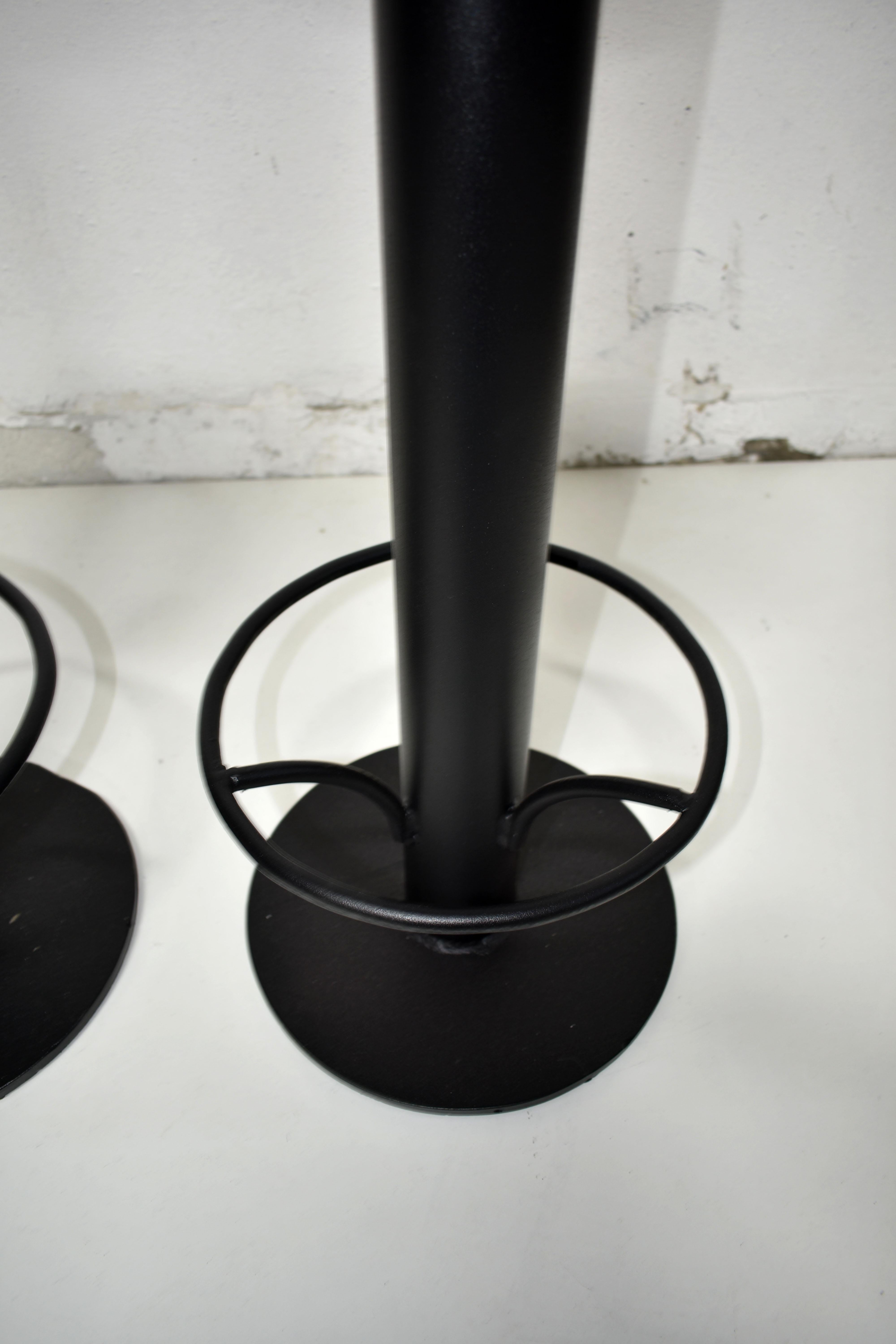 European Set of 2 Mid Century Bar Stools, Red Vinyl, 1960s For Sale