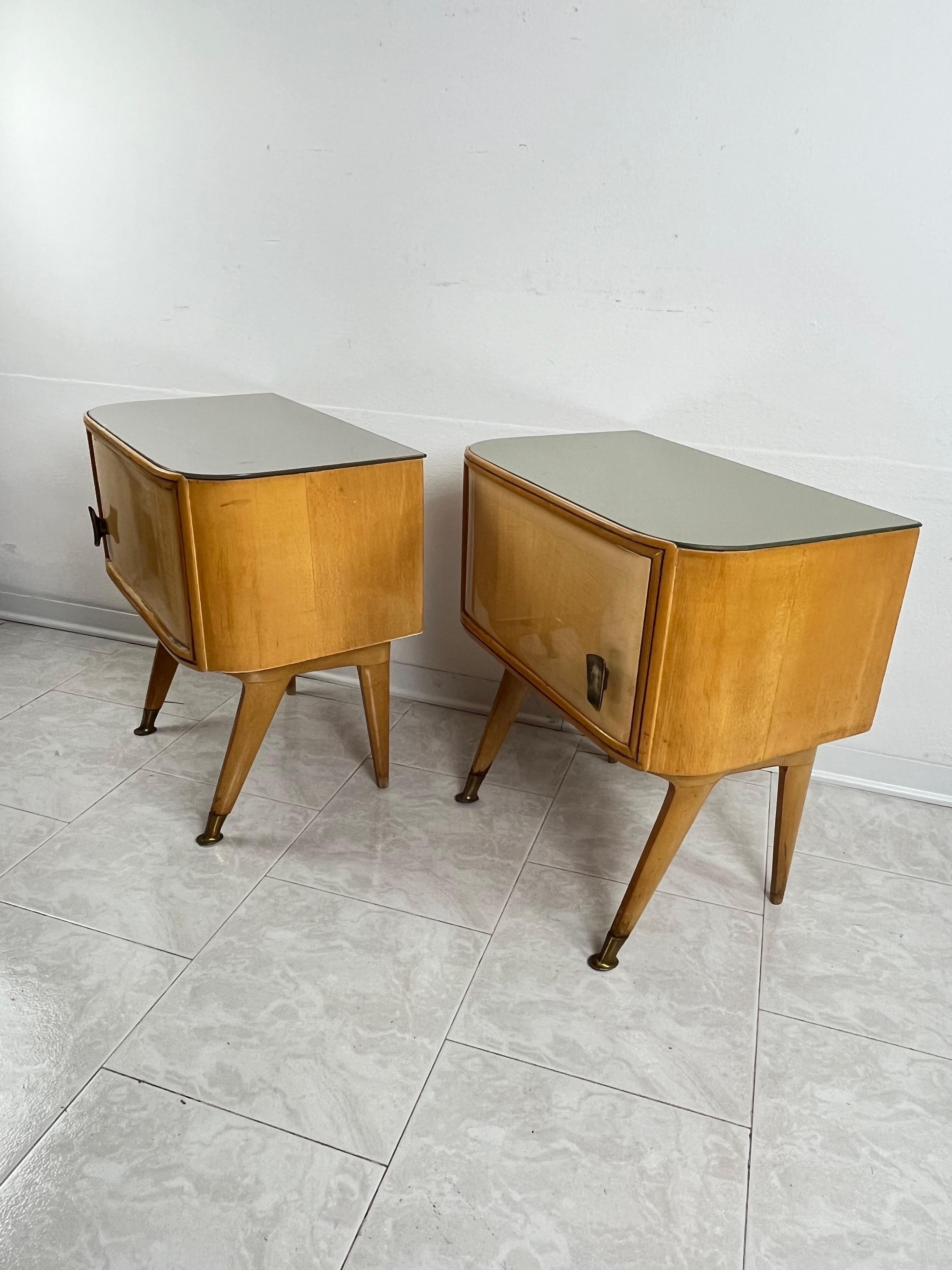Brass Set Of 2 Mid-Century Bedside Tables Attributed to Vittorio Dassi 1959 For Sale