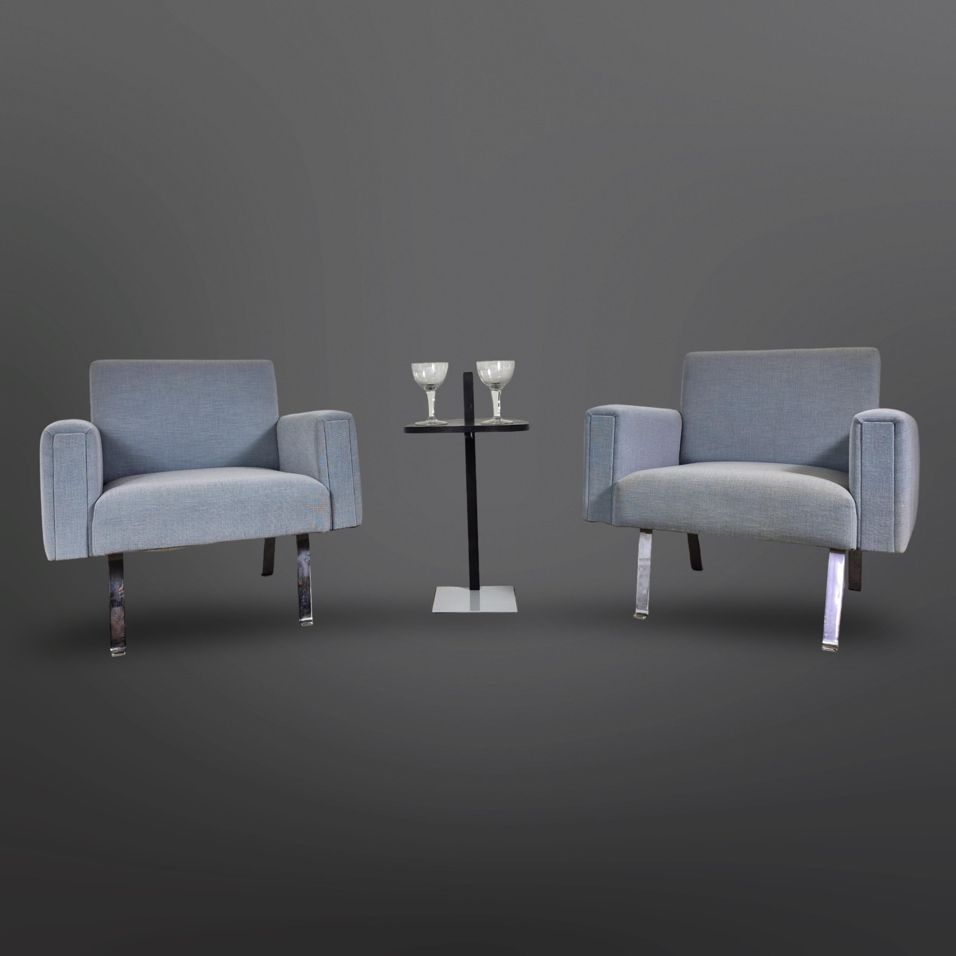 Set di 2 poltrone blu di metà secolo, Germania, anni '50 in vendita 3