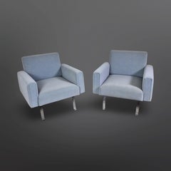 Ensemble de 2 fauteuils bleus du milieu du siècle, Allemagne 1950s