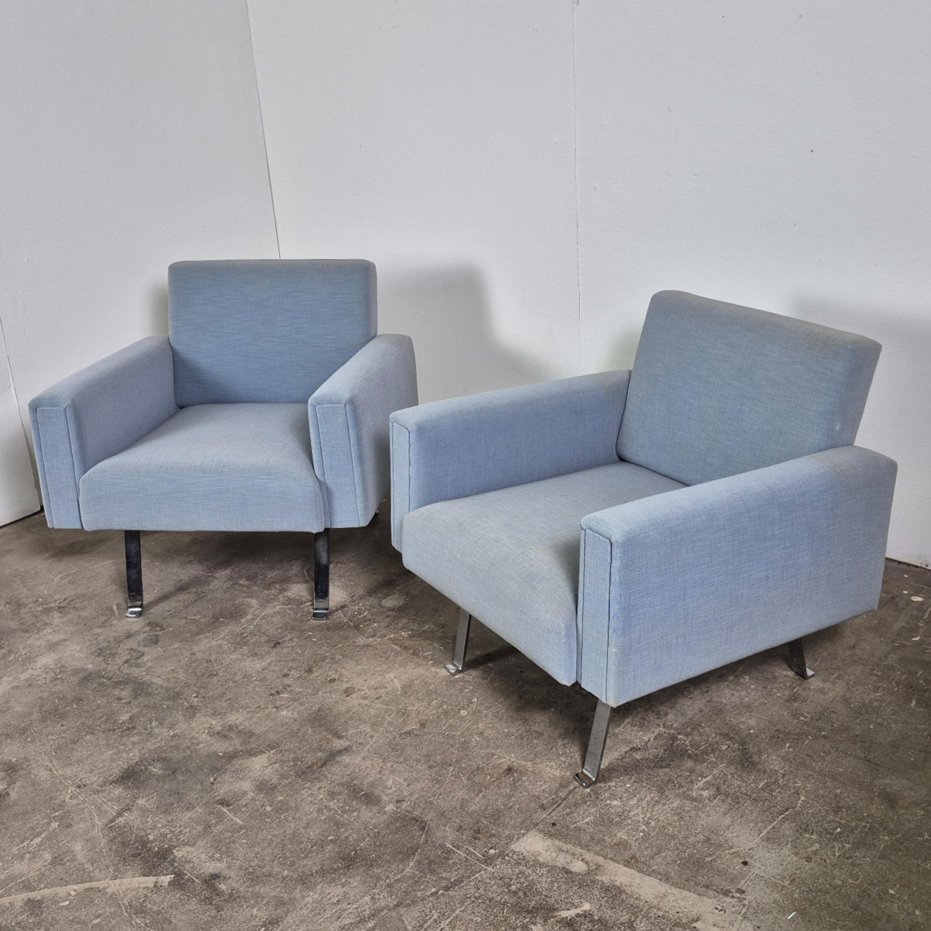 Set di 2 poltrone blu di metà secolo, Germania, anni '50 in vendita 1