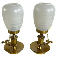 2 Tischlampen aus Messing und Muranoglas aus der Mitte des Jahrhunderts 1960er Jahre