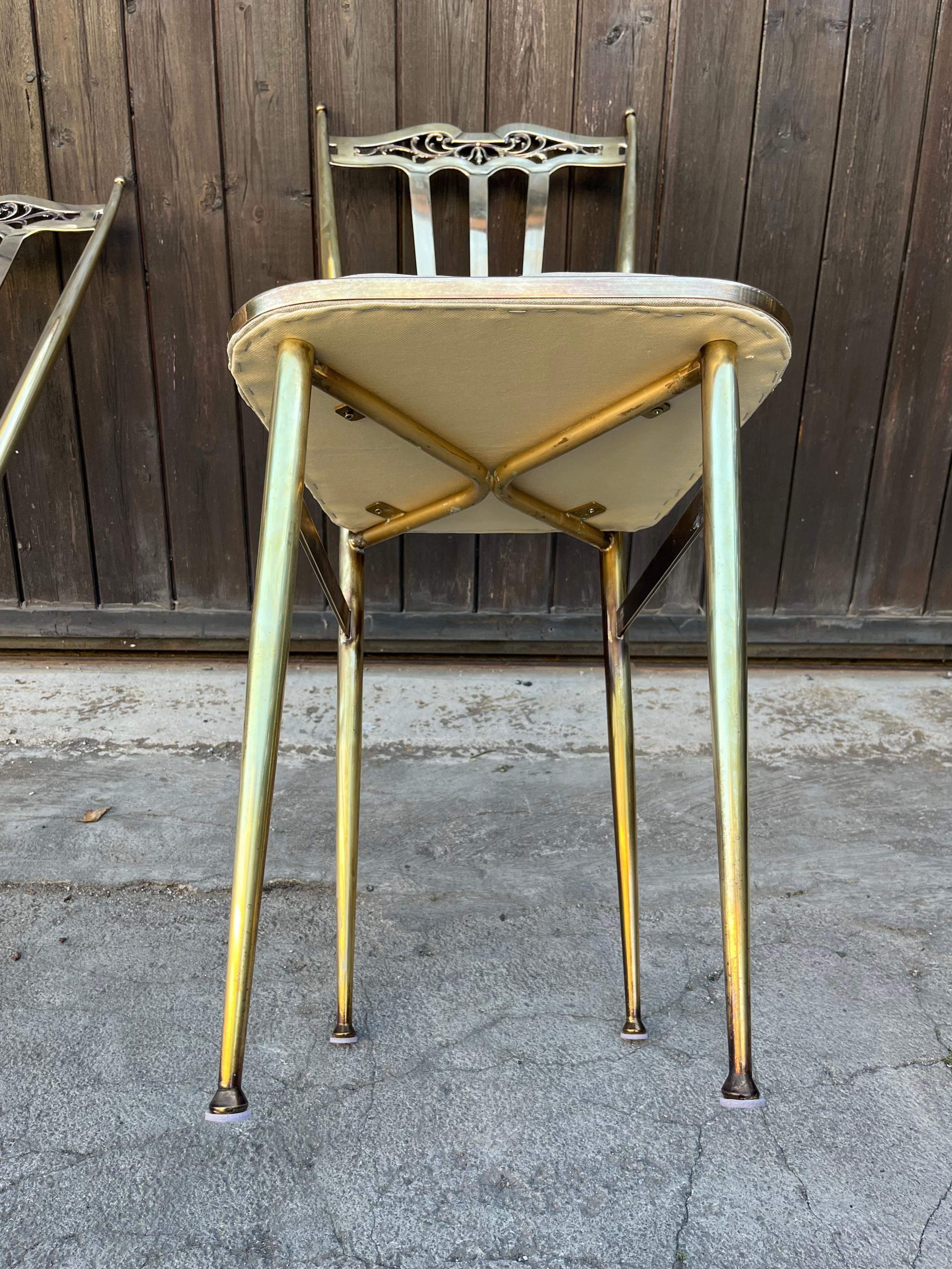 Set of 2 Mid-Century Brass Chairs Italian Design 1960s 6