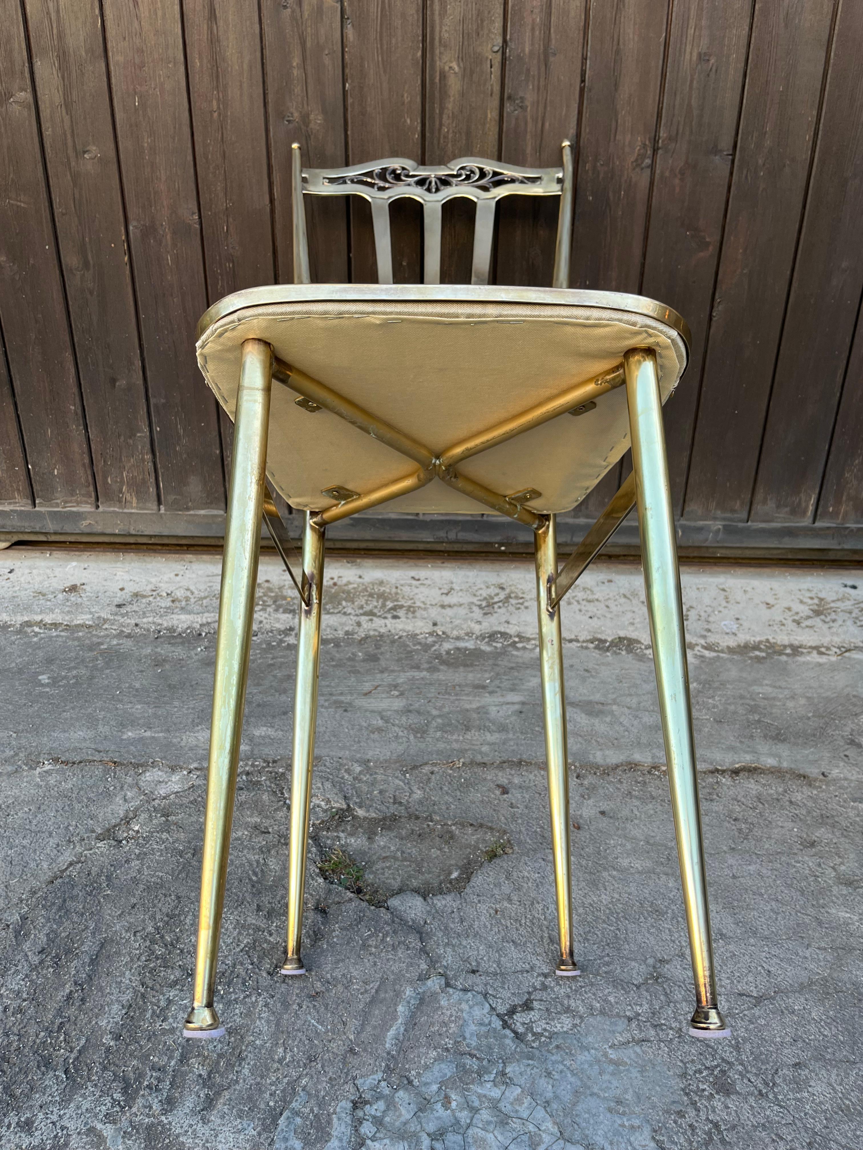 Set of 2 Mid-Century Brass Chairs Italian Design 1960s For Sale 7