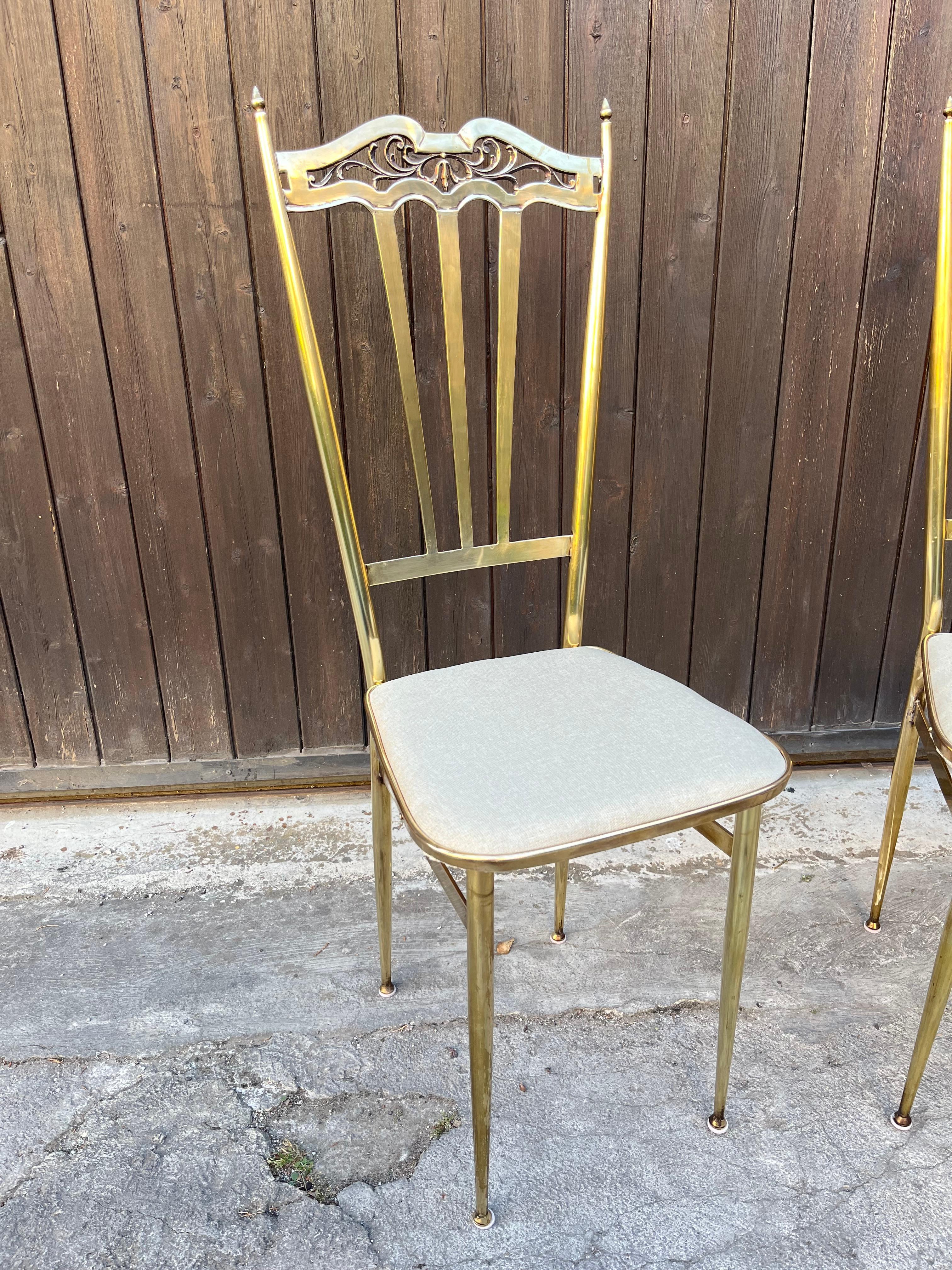 Set of 2 Mid-Century Brass Chairs Italian Design 1960s For Sale 8