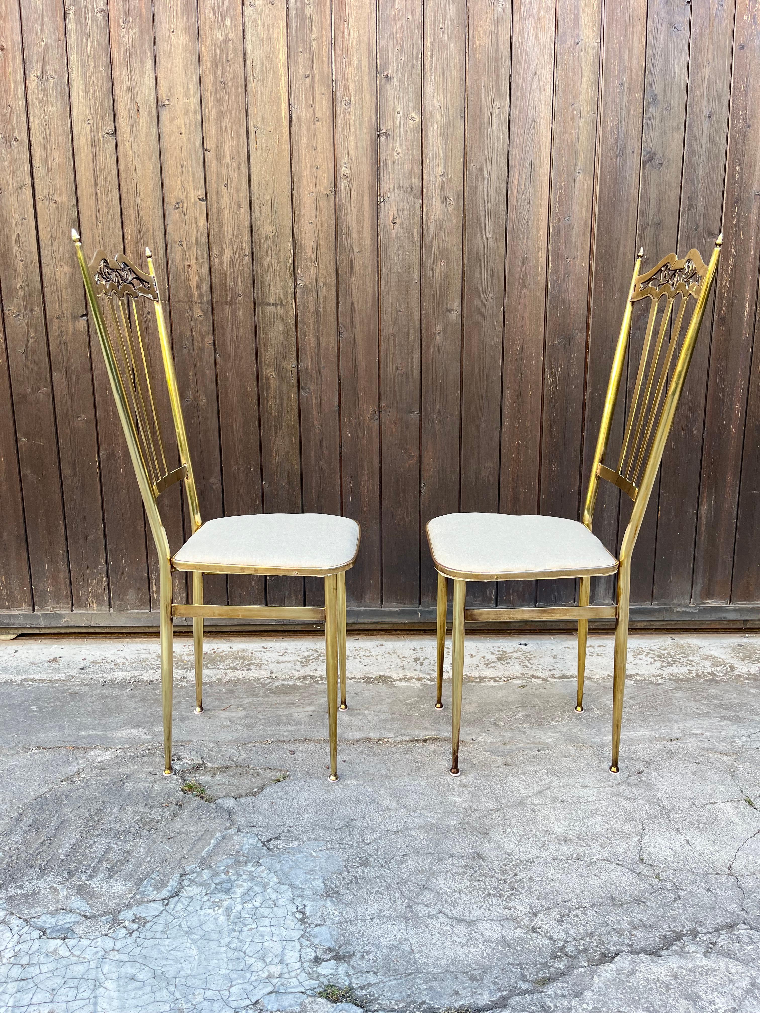 Set of 2 Mid-Century Brass Chairs Italian Design 1960s In Good Condition For Sale In Palermo, IT