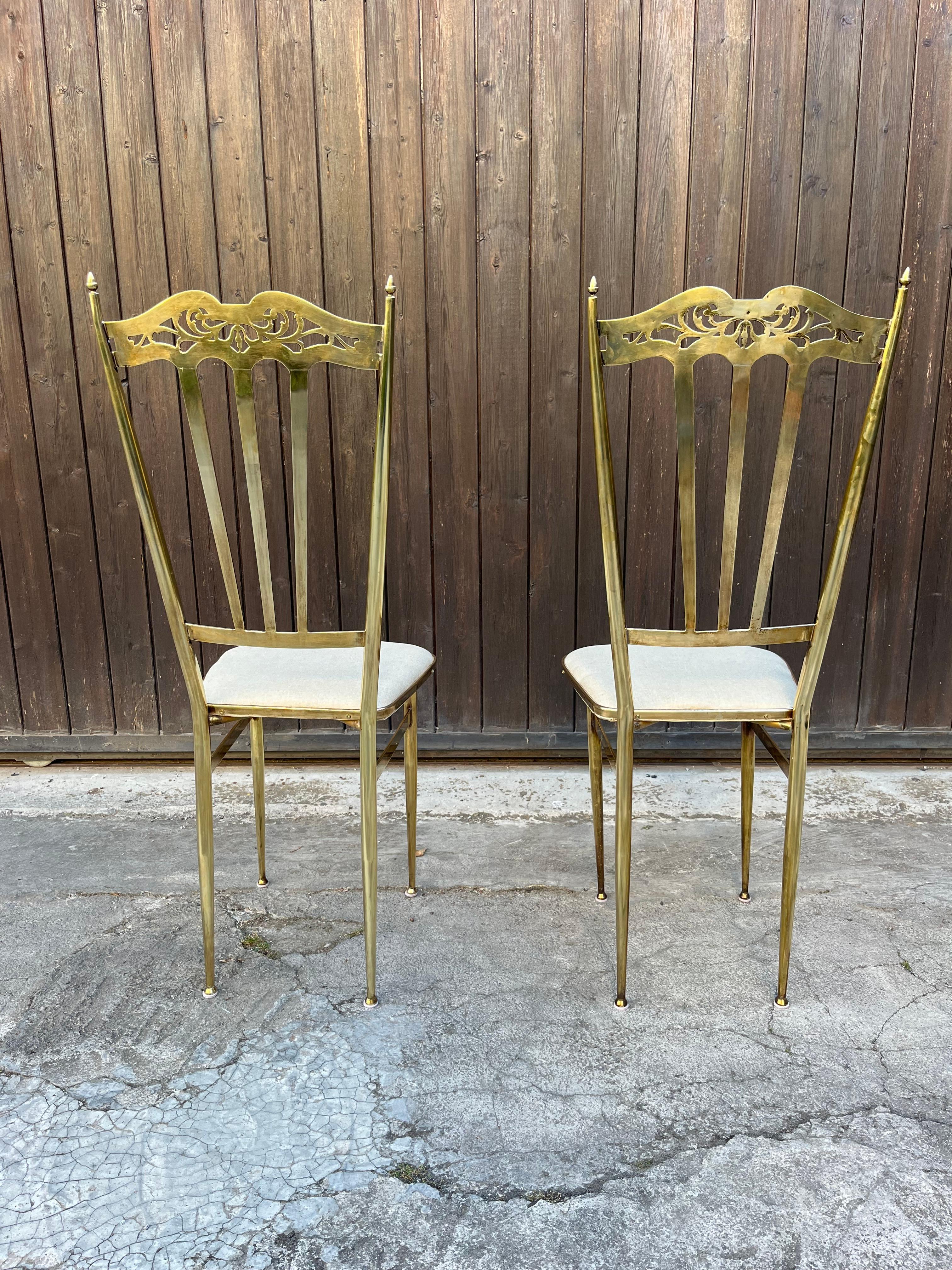 Mid-20th Century Set of 2 Mid-Century Brass Chairs Italian Design 1960s For Sale