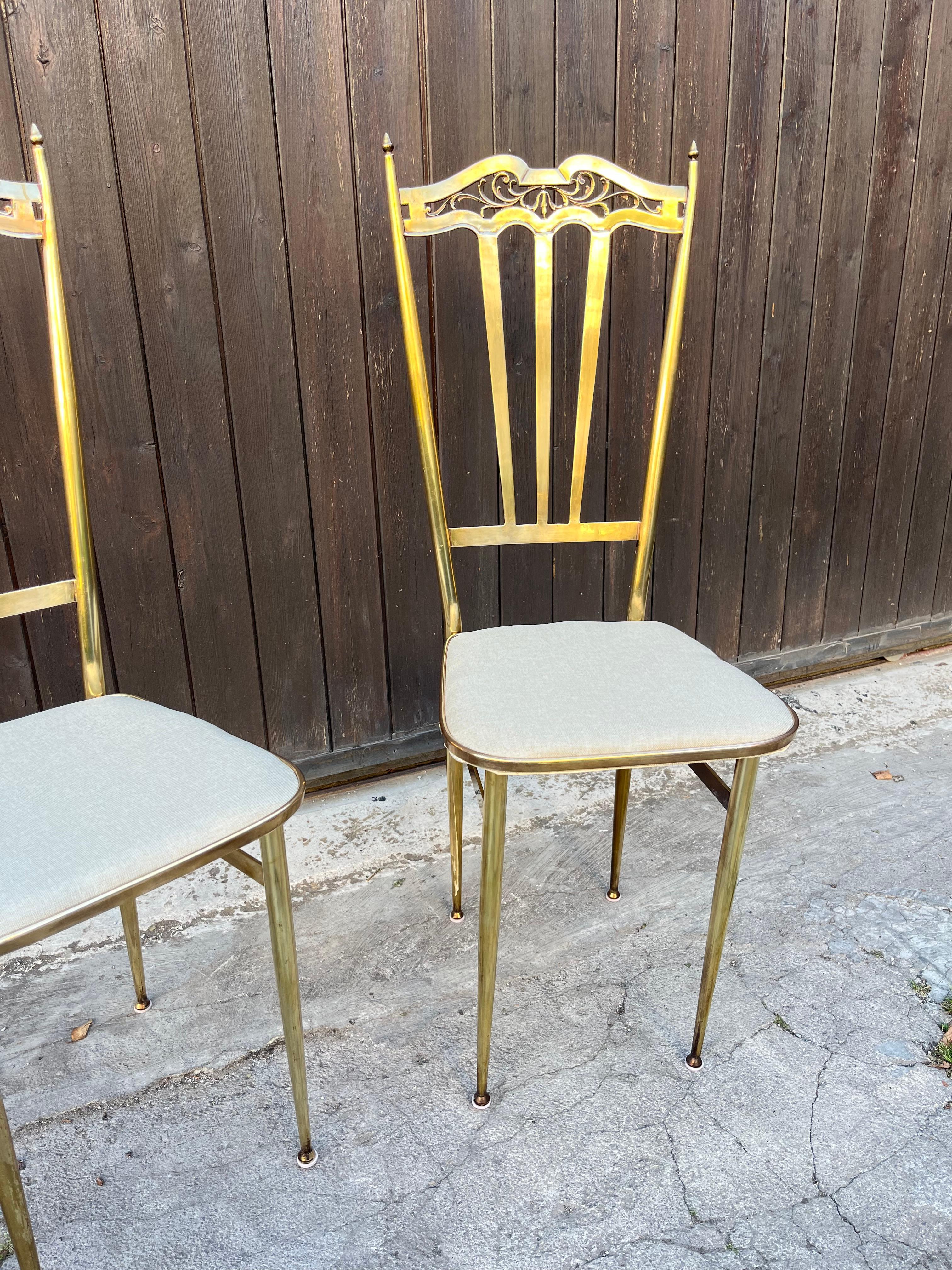 Set of 2 Mid-Century Brass Chairs Italian Design 1960s For Sale 1