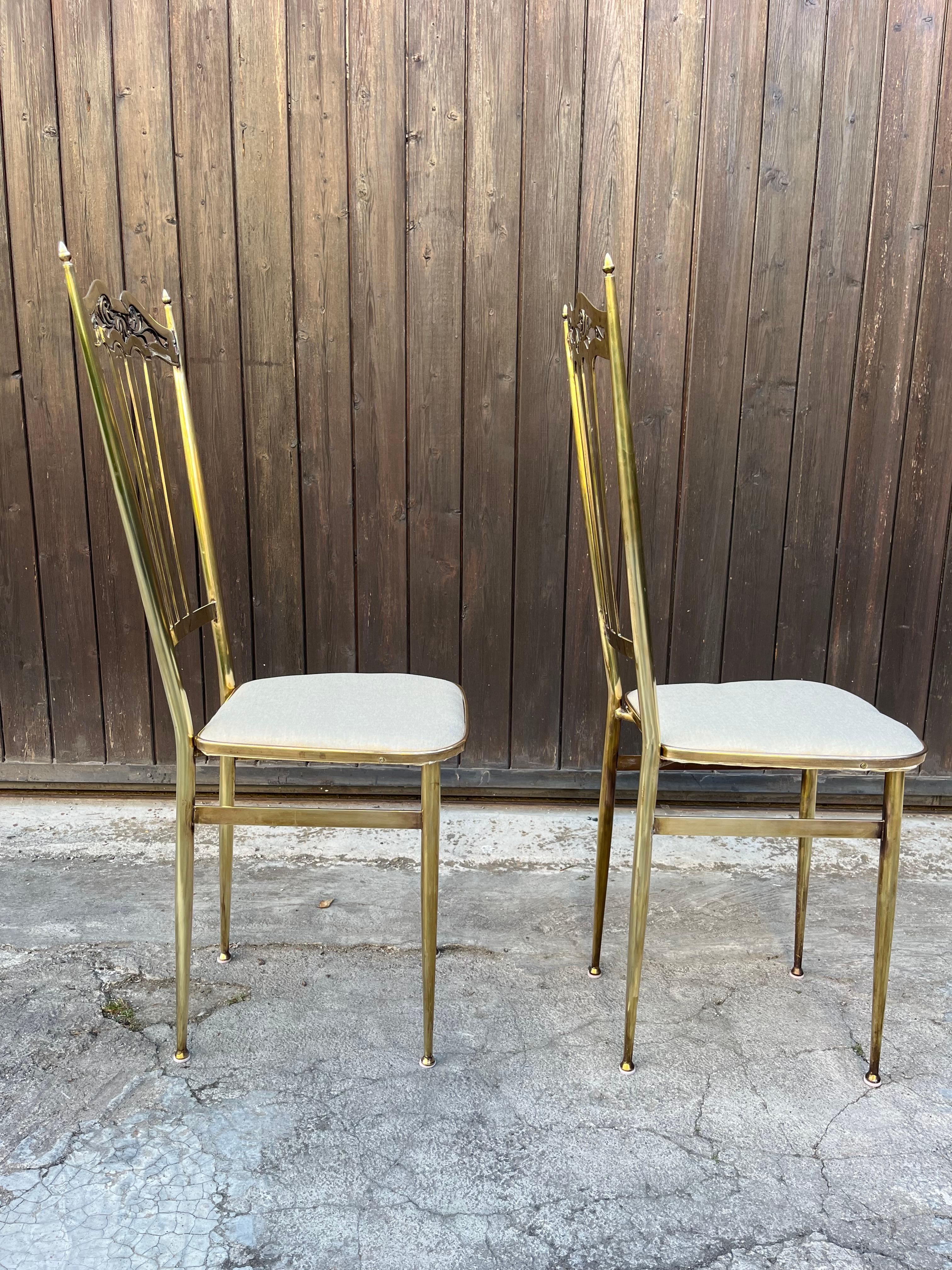 Set of 2 Mid-Century Brass Chairs Italian Design 1960s For Sale 2