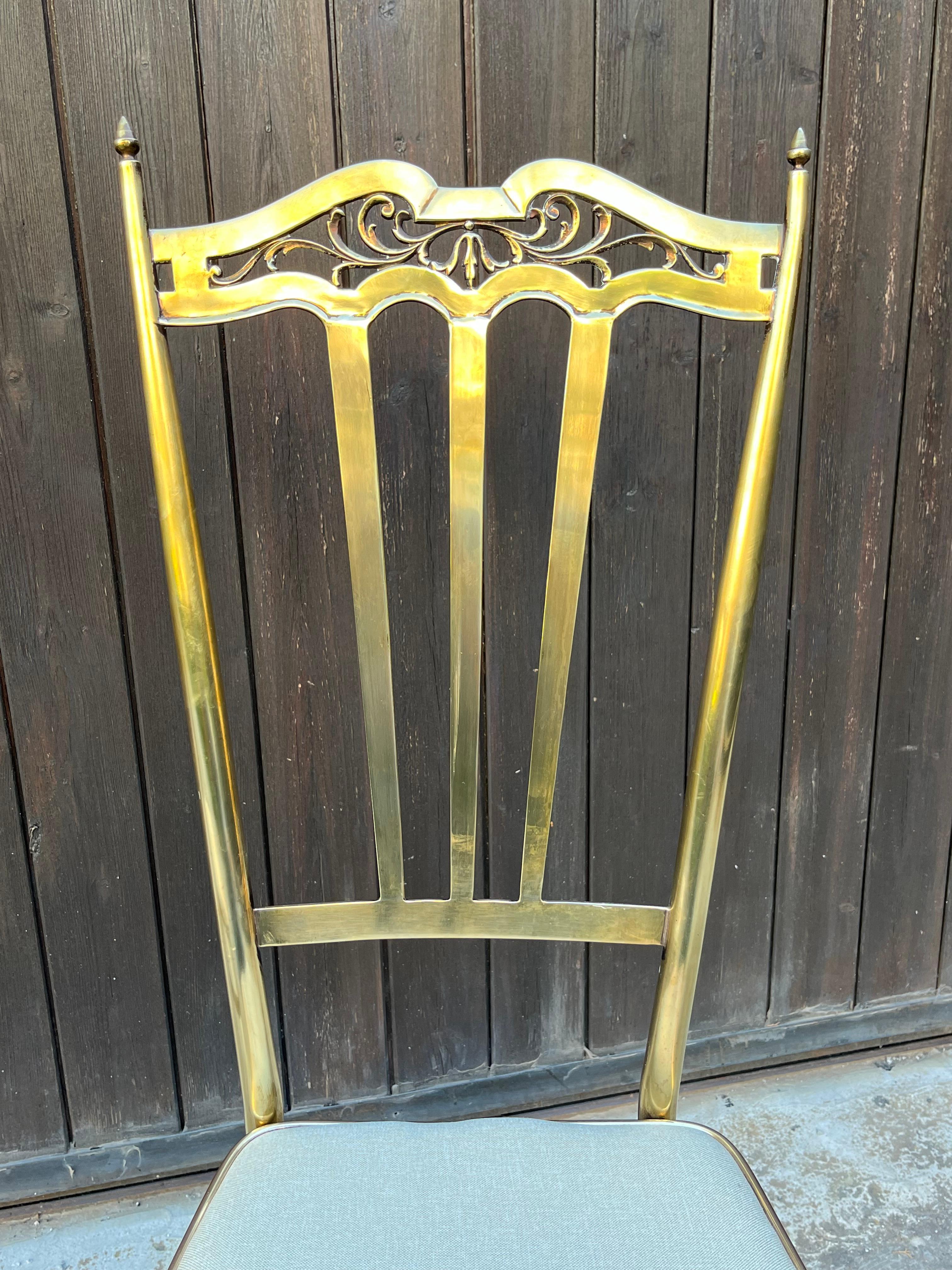 Set of 2 Mid-Century Brass Chairs Italian Design 1960s For Sale 5