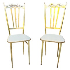 Vintage Set of 2 Mid-Century Brass Chairs Italian Design 1960s