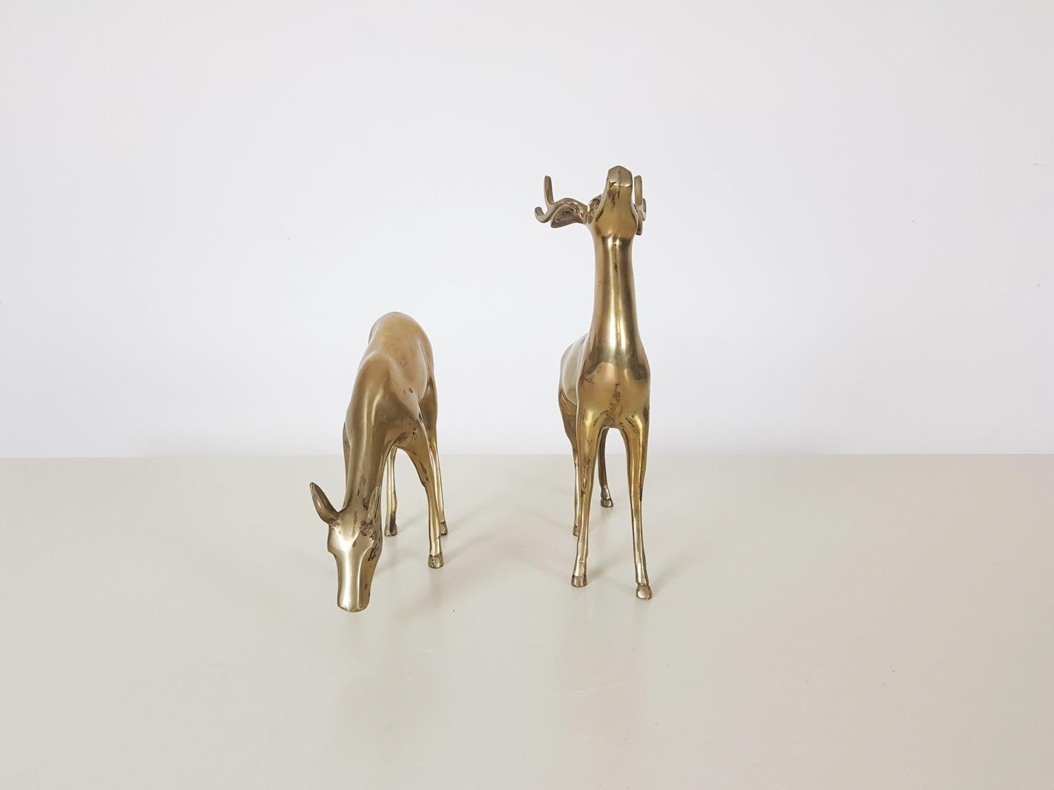 vintage brass deer set