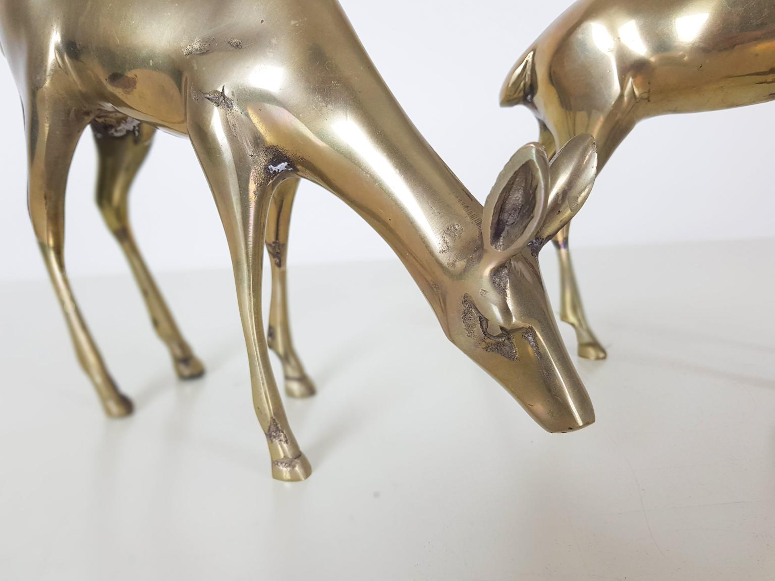 Mid-Century Modern Set of 2 Midcentury Brass Deers