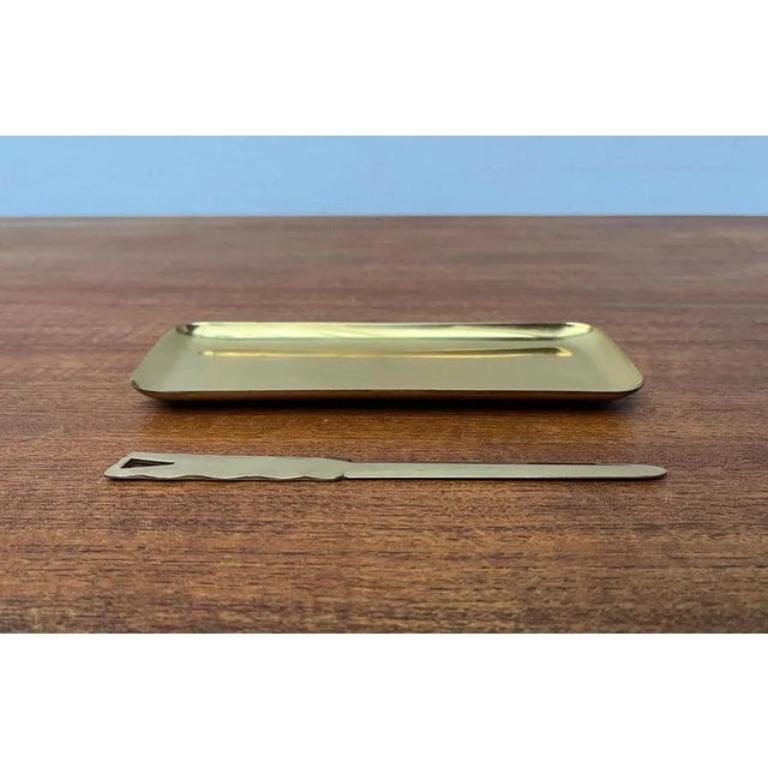 Set of 2 Mid-Century Brass Desk Tray and Letter Opener, 1950s For Sale 5