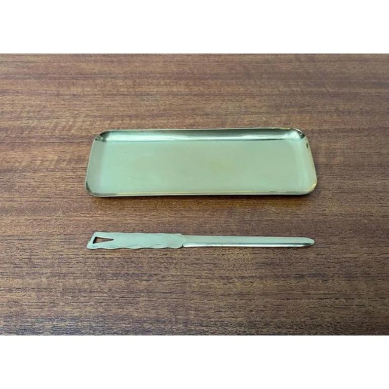 Set of 2 Mid-Century Brass Desk Tray and Letter Opener, 1950s For Sale 6
