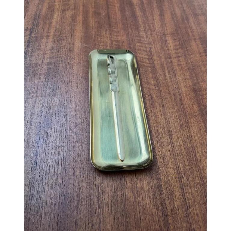 Mid-Century Modern Set of 2 Mid-Century Brass Desk Tray and Letter Opener, 1950s For Sale