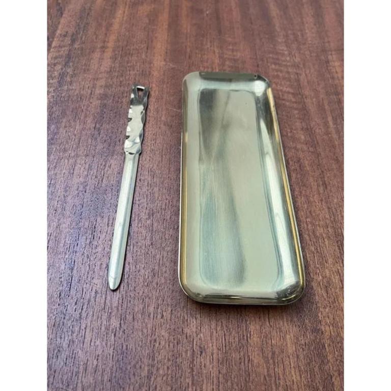 Set of 2 Mid-Century Brass Desk Tray and Letter Opener, 1950s For Sale 1