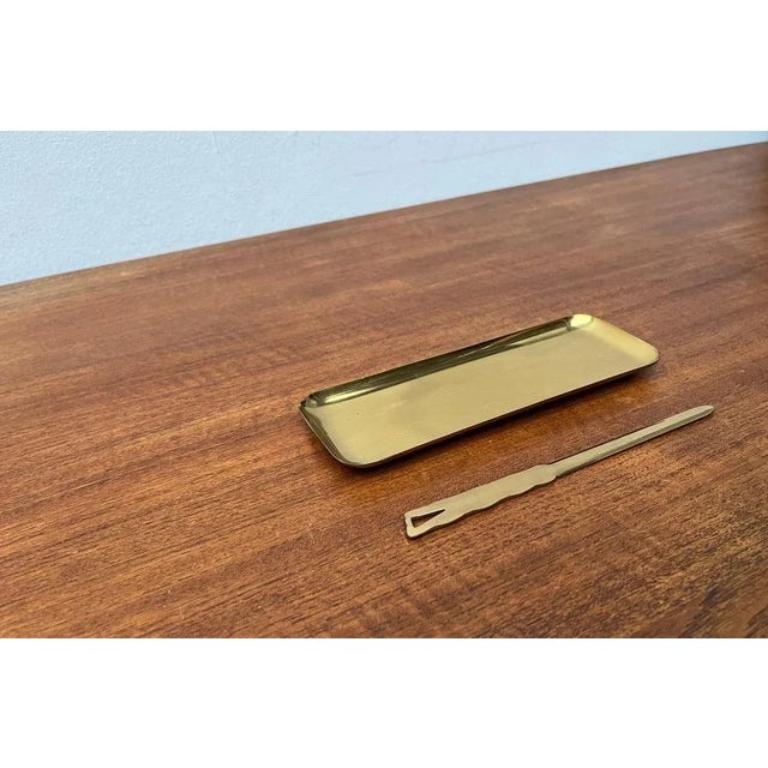 Set of 2 Mid-Century Brass Desk Tray and Letter Opener, 1950s For Sale 2