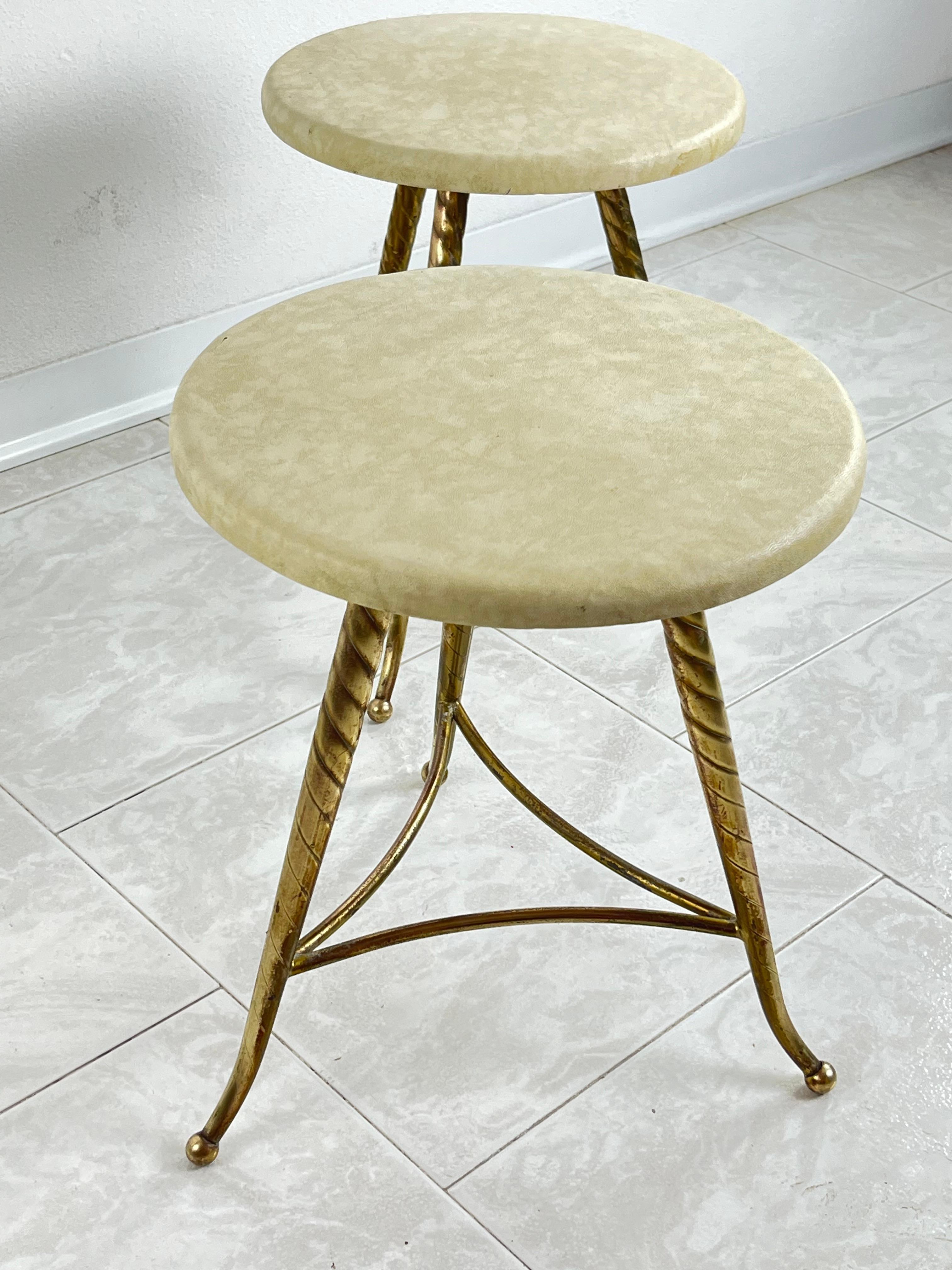 Set of 2 Mid-Century Brass Stools Attributed to Paolo Buffa 1950s For Sale 1