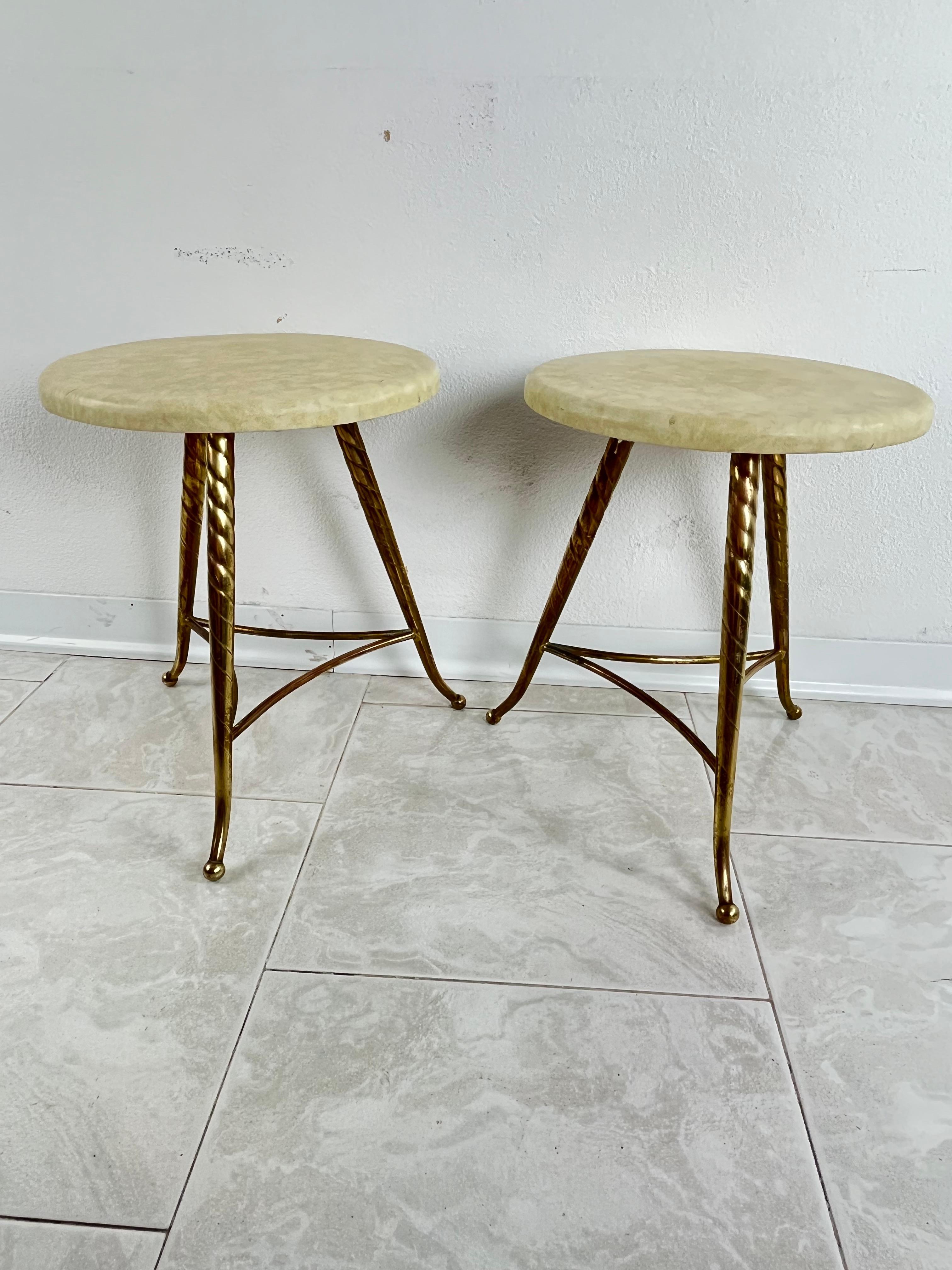 Set of 2 Mid-Century Brass Stools Attributed to Paolo Buffa 1950s For Sale 3