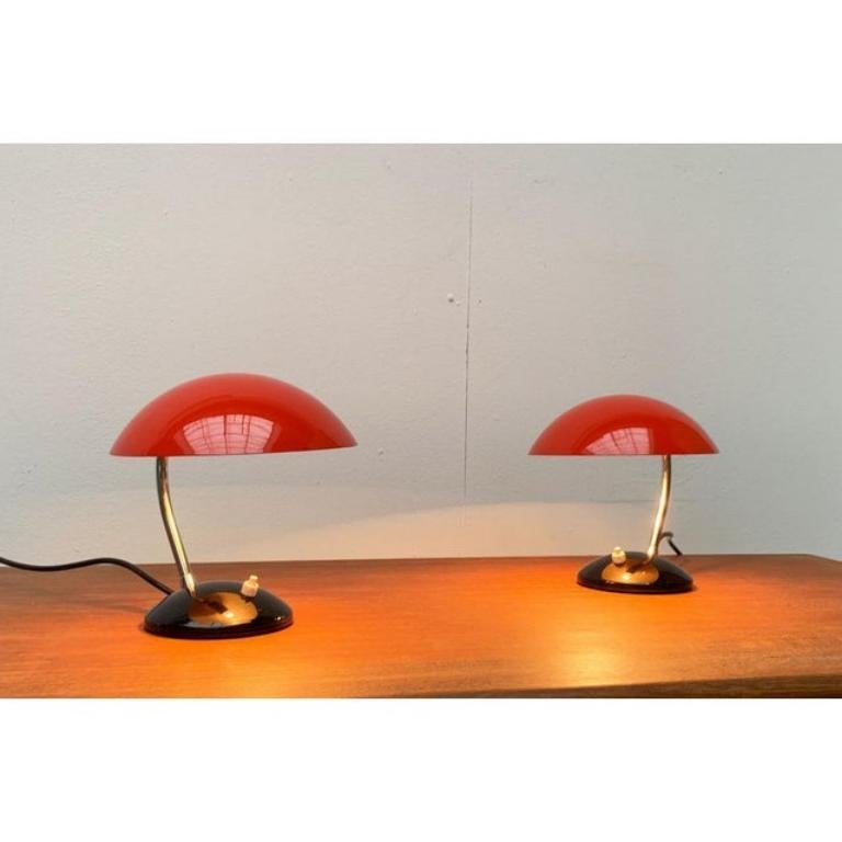 Conjunto de 2 lámparas de mesa minimalistas checas de mediados de siglo de Josef Hurka Checo en venta