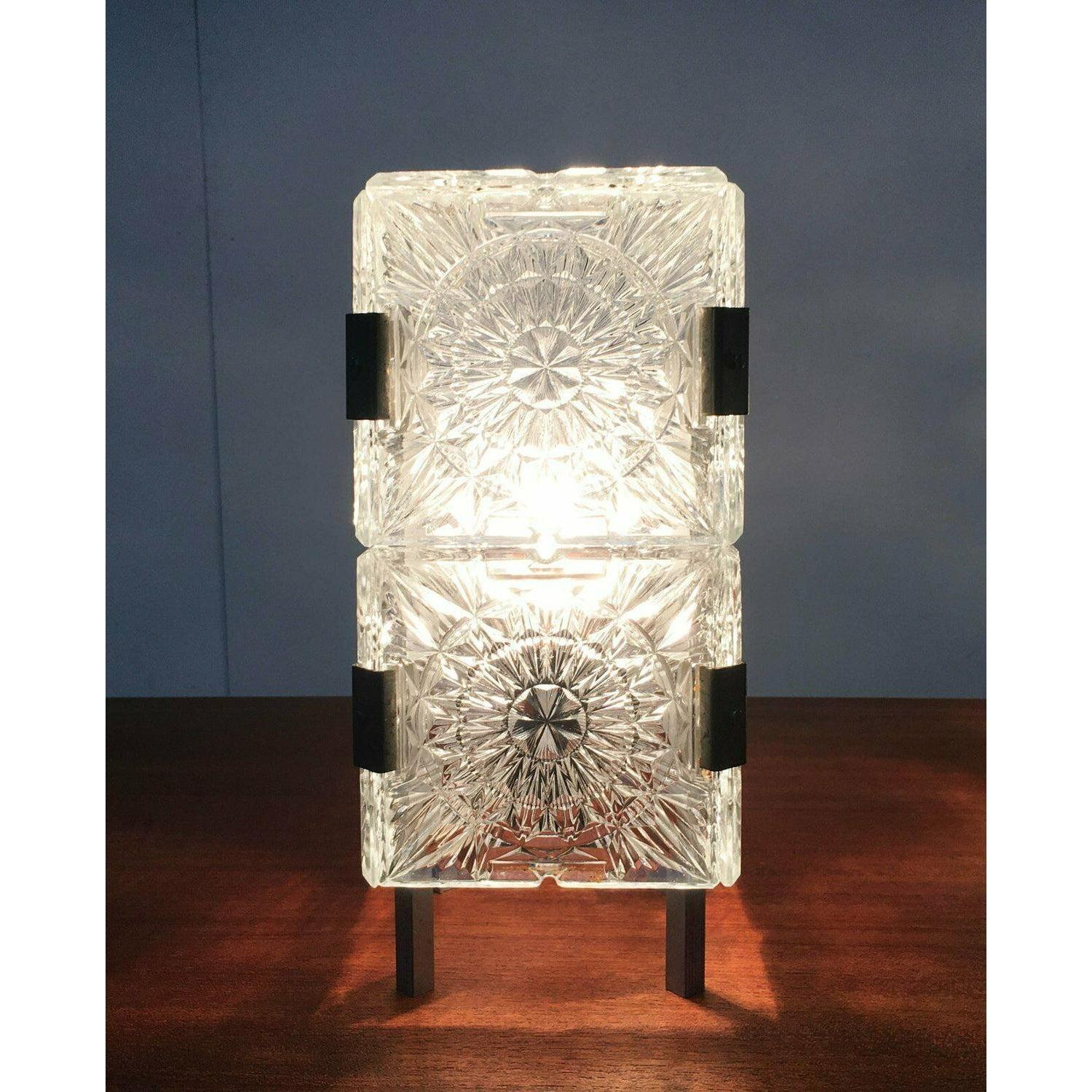 Set of 2 Mid-Century Czech Ussr Glass Table Lamps from Lustry Kamenický, 1960s For Sale 6