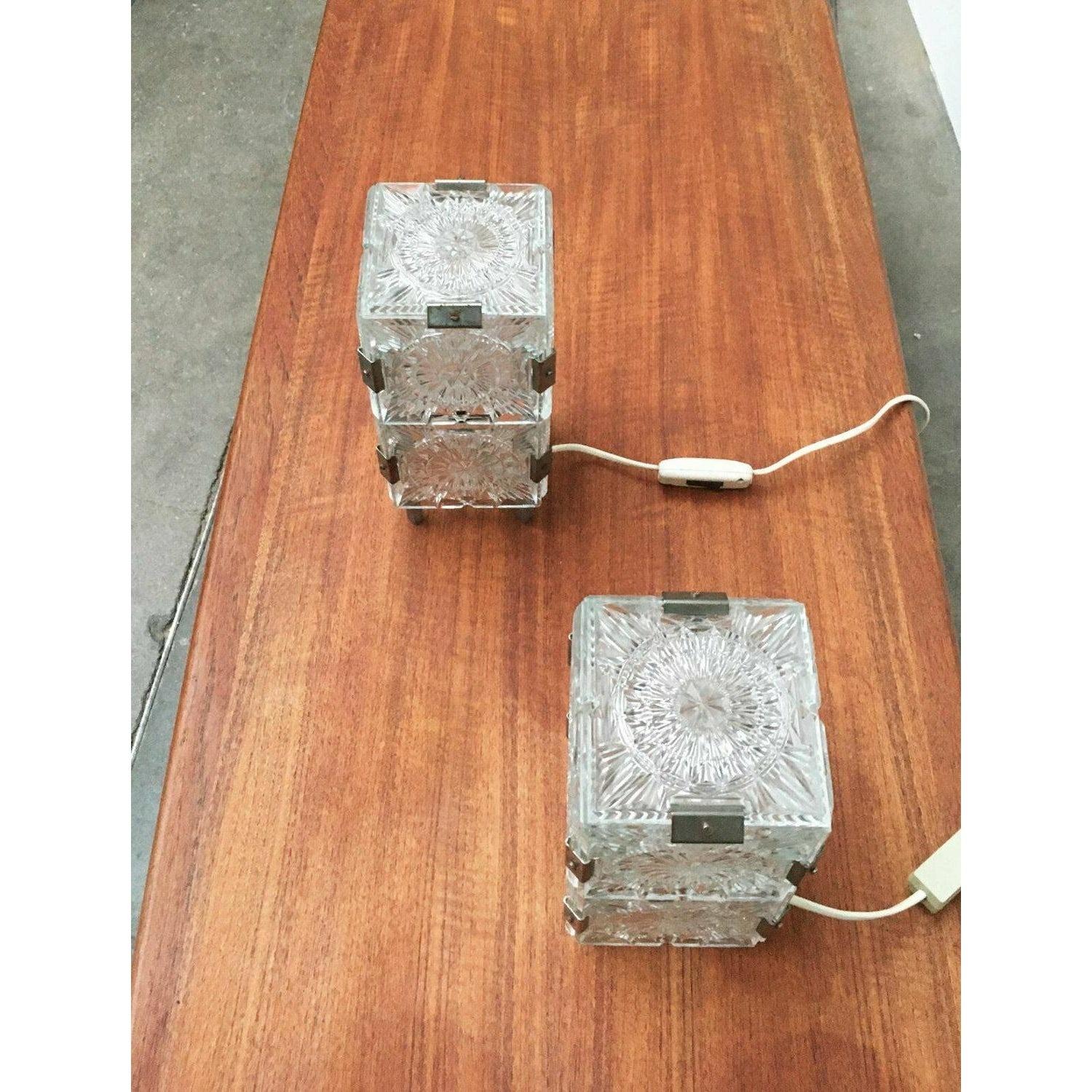 Set of 2 Mid-Century Czech Ussr Glass Table Lamps from Lustry Kamenický, 1960s For Sale 2