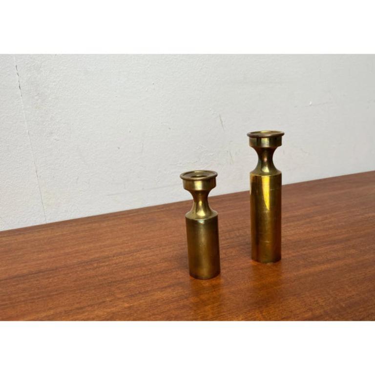 Set di 2 portacandele in ottone danese di metà secolo di Boyes Metalkunst, anni '60 In condizioni buone in vendita a Hamburg, DE