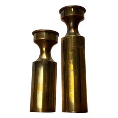 Set of 2 Mid-Century Danish Brass Candleholders from Boyes Metalkunst, 1960s